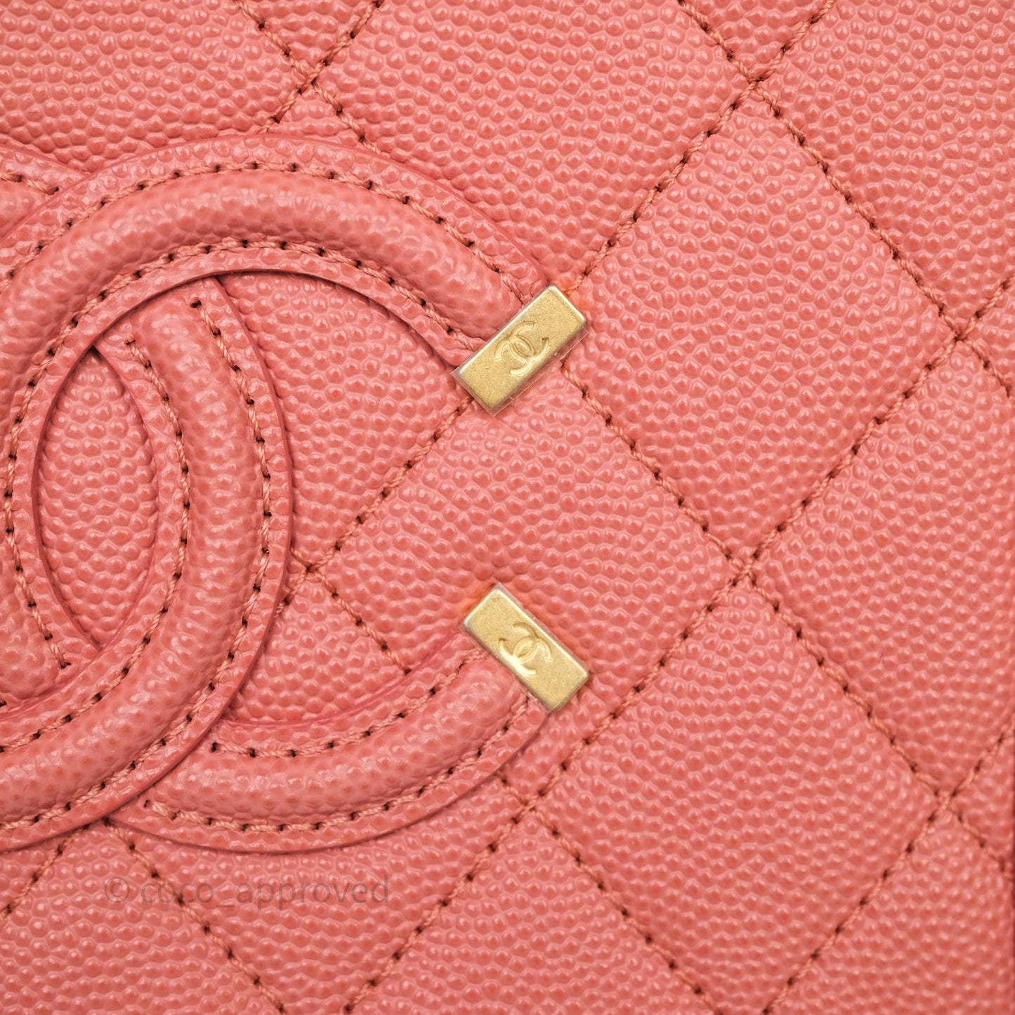 Chanel Quilted Small CC Filigree Vanity Case Pink Caviar Aged Gold Hardware