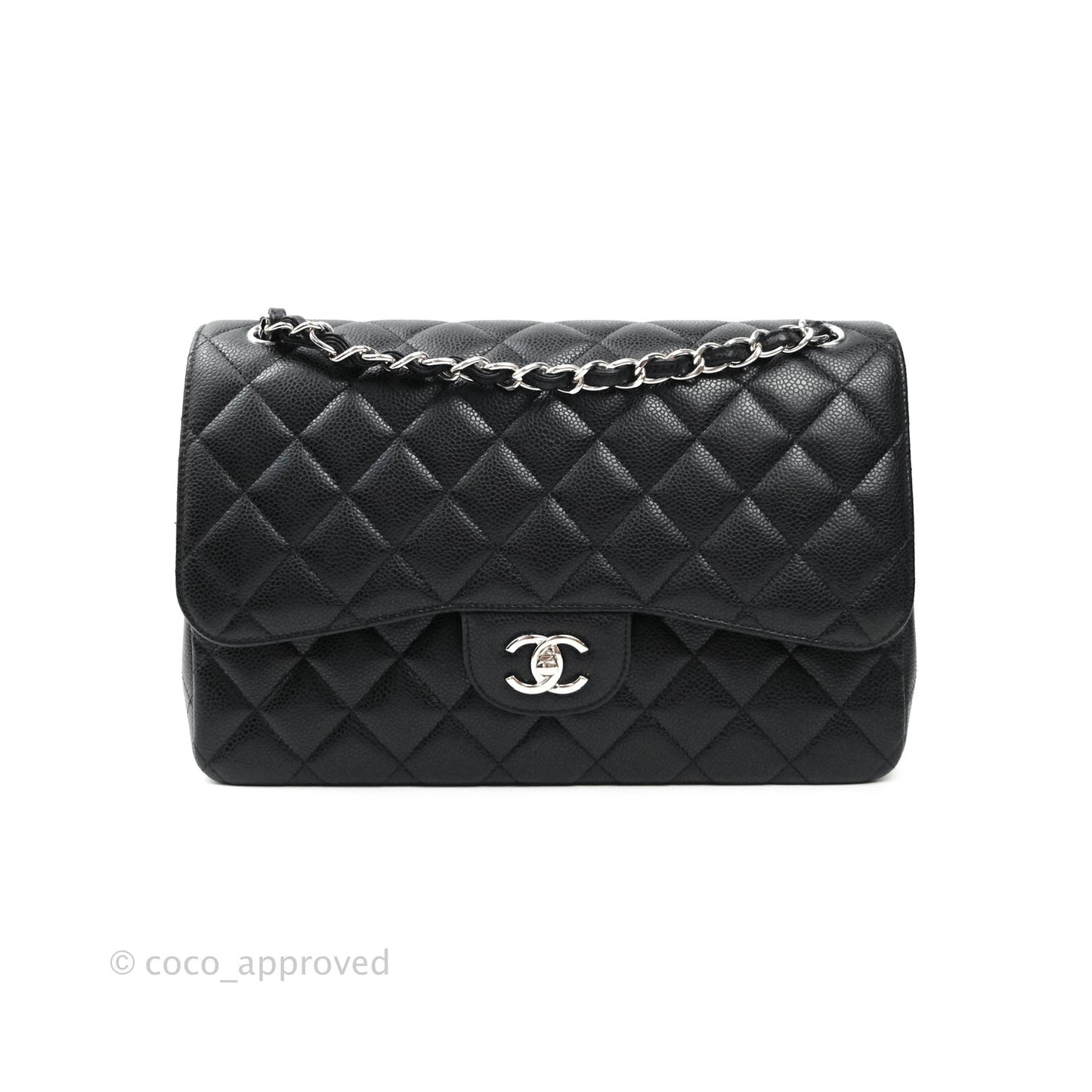 Chanel Jumbo Double Flap Black Caviar Silver Hardware⁣⁣