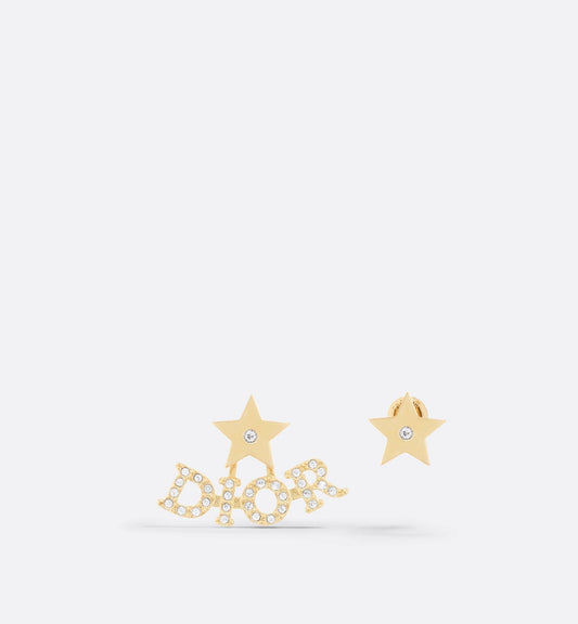 Luxury DiorEvolution Earrings Gold Finish Metal And Silver-Tone Crystals