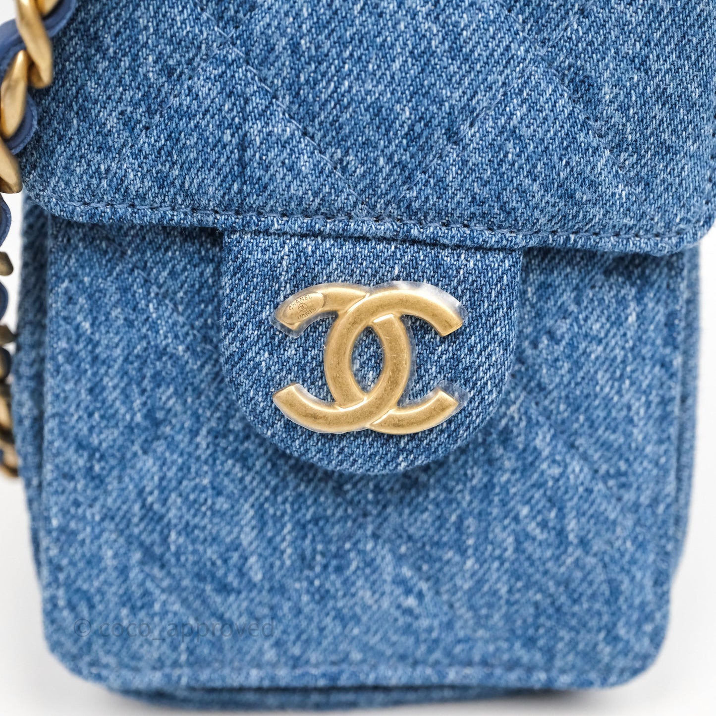 Chanel 25 Mini Washed Denim Aged Gold Hardware