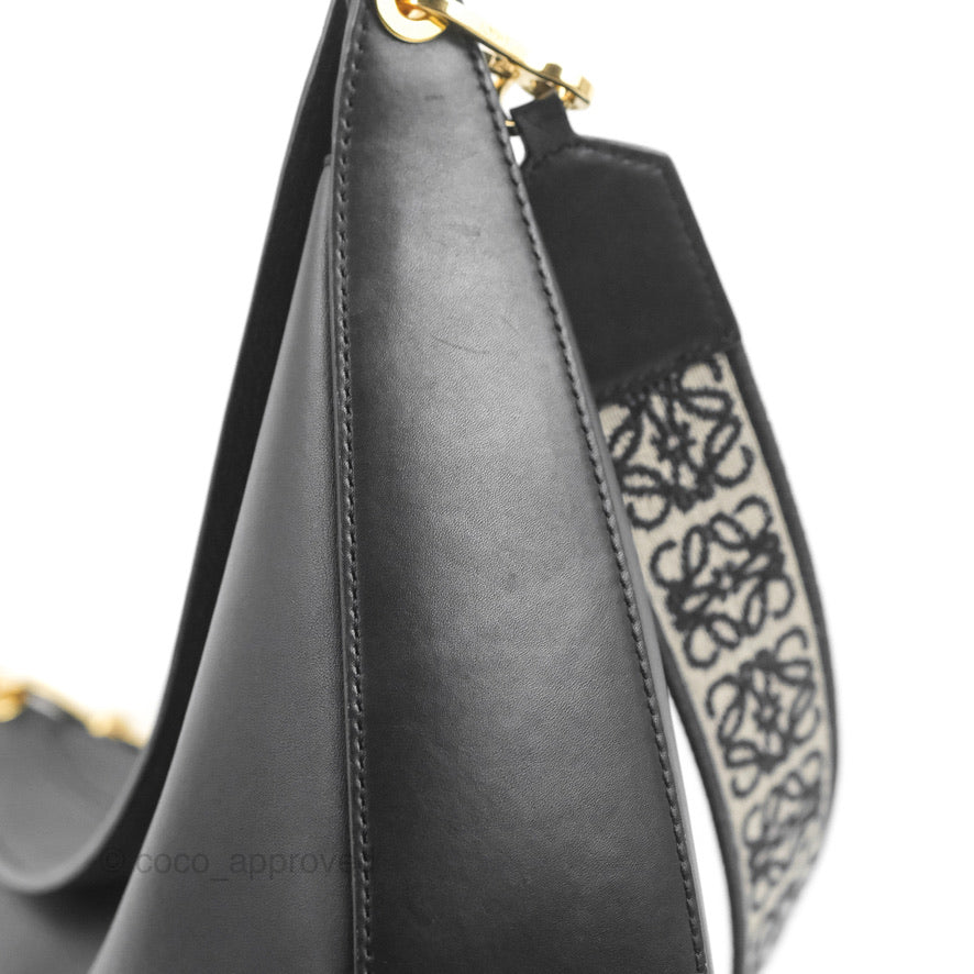 Loewe Luna Bag Black Satin Calfskin Jacquard Strap