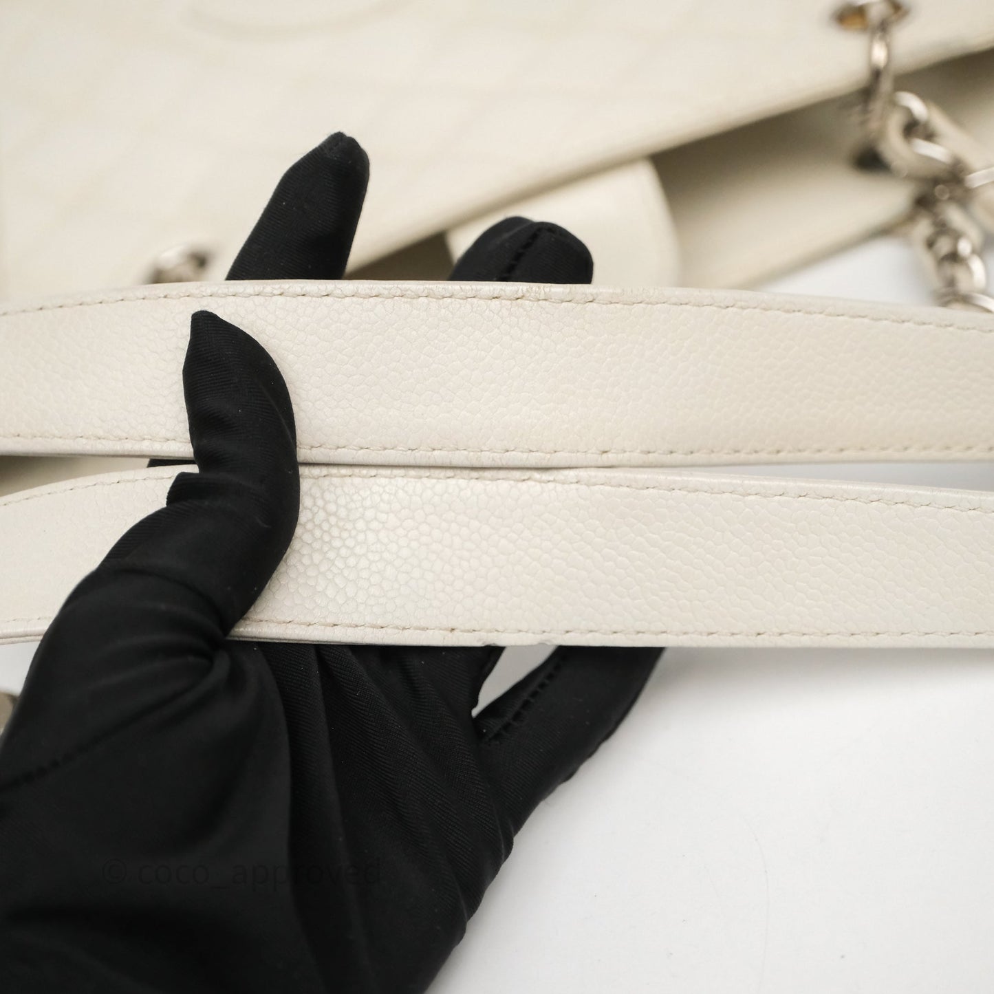 Chanel Vertical GST White Caviar Silver Hardware