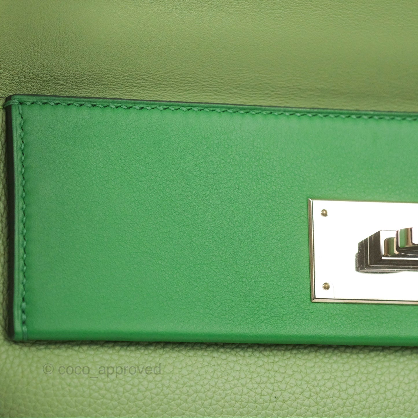 Hermès 24/24 29 Vert Criquet/Bamboo Evercolor/Swift Palladium Hardware