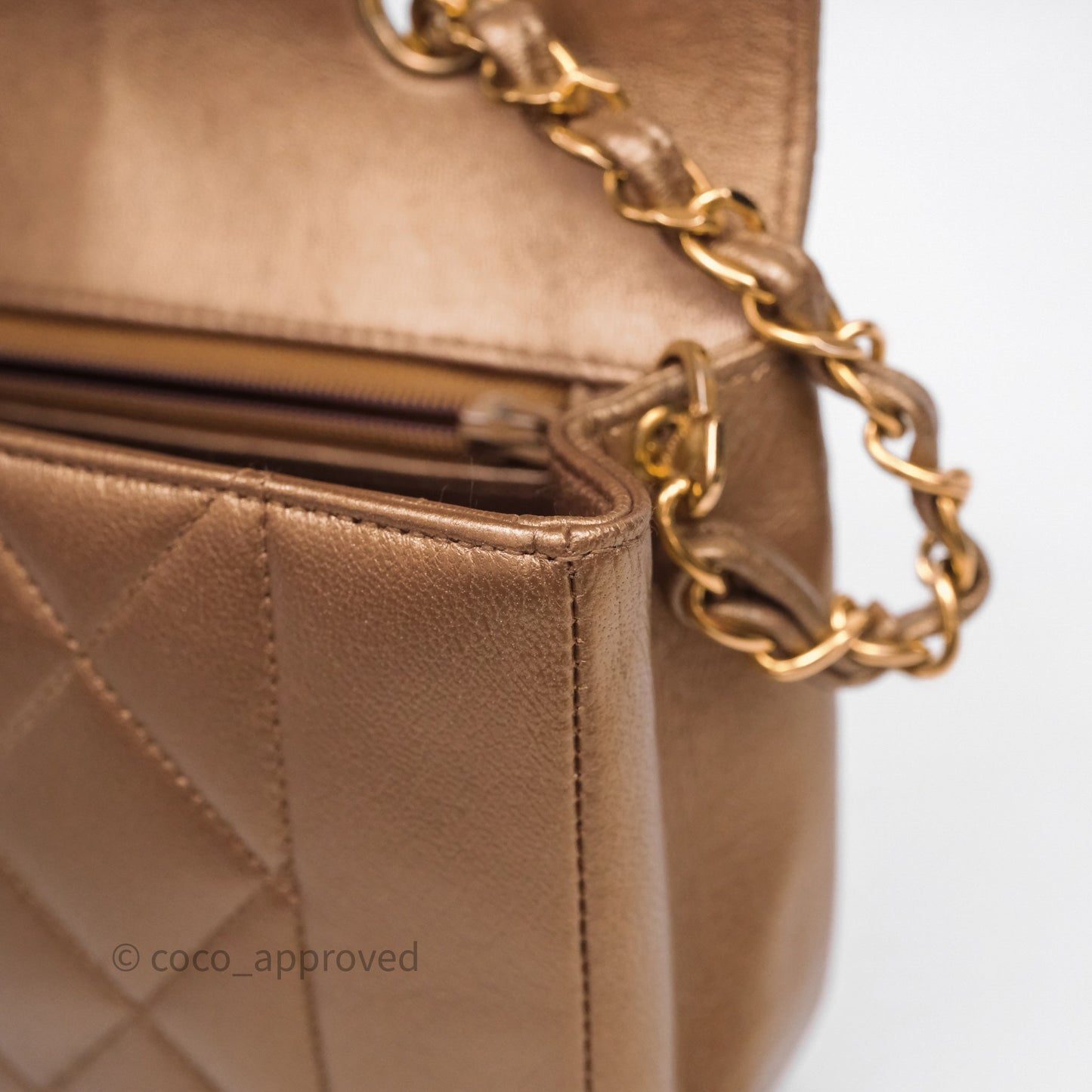 Chanel Vintage Small Quilted Classic Diana Flap Bag Gold Lambskin 24K Gold Hardware