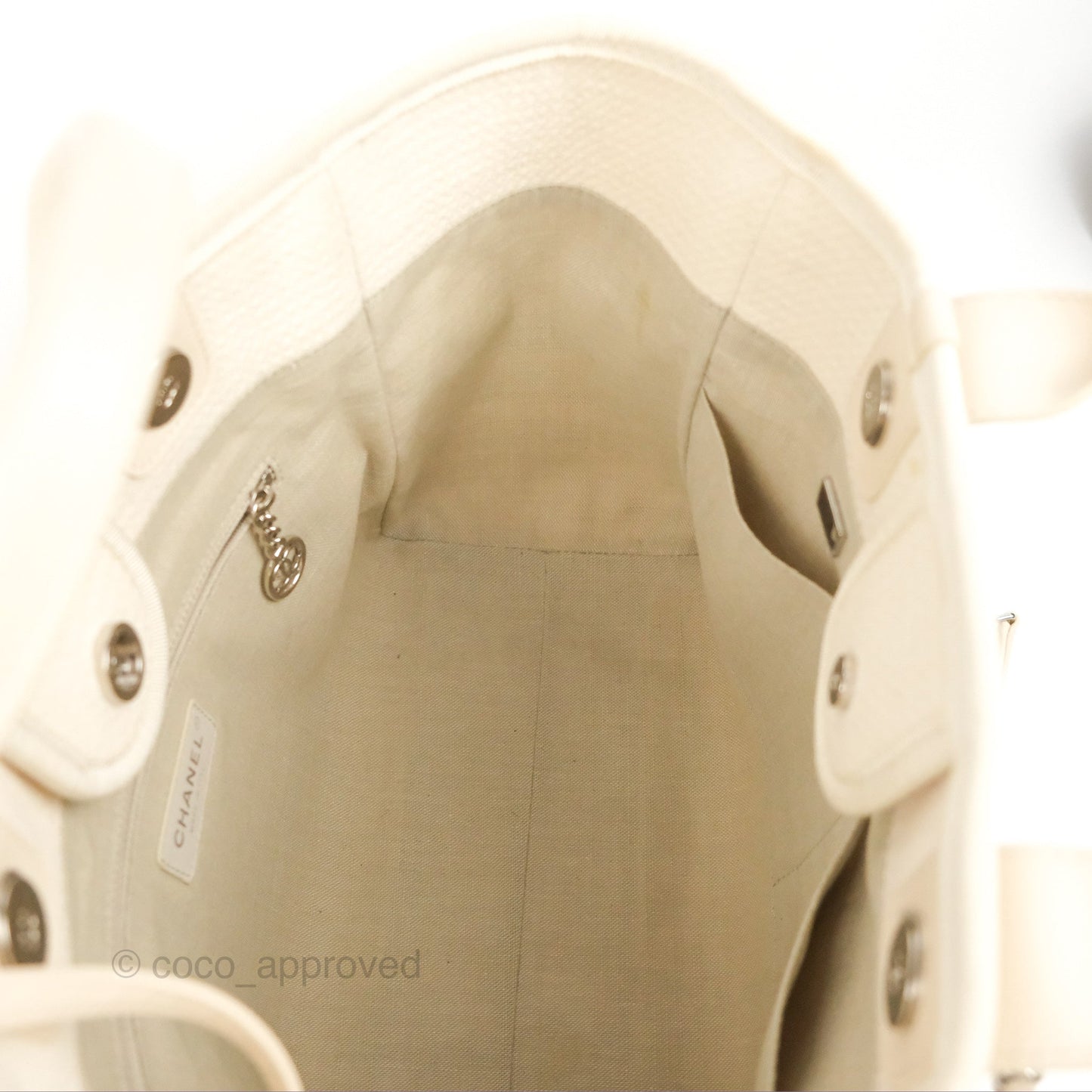 Chanel New Small Deauville Cream Ivory Canvas