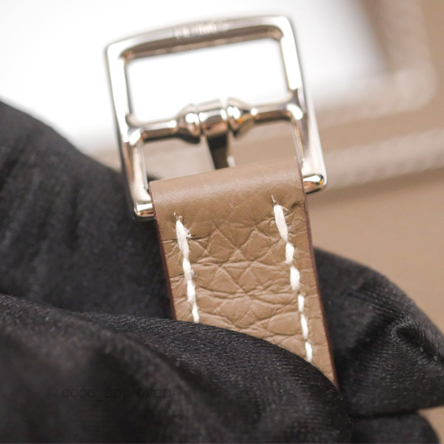 Hermès Halzan 25 Etoupe Clemence Palladium Hardware