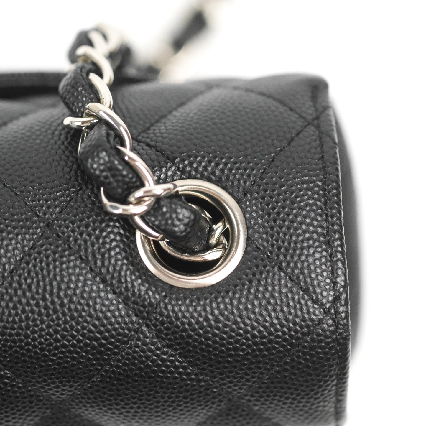 Chanel Quilted Mini Rectangular Flap Black Caviar Silver Hardware