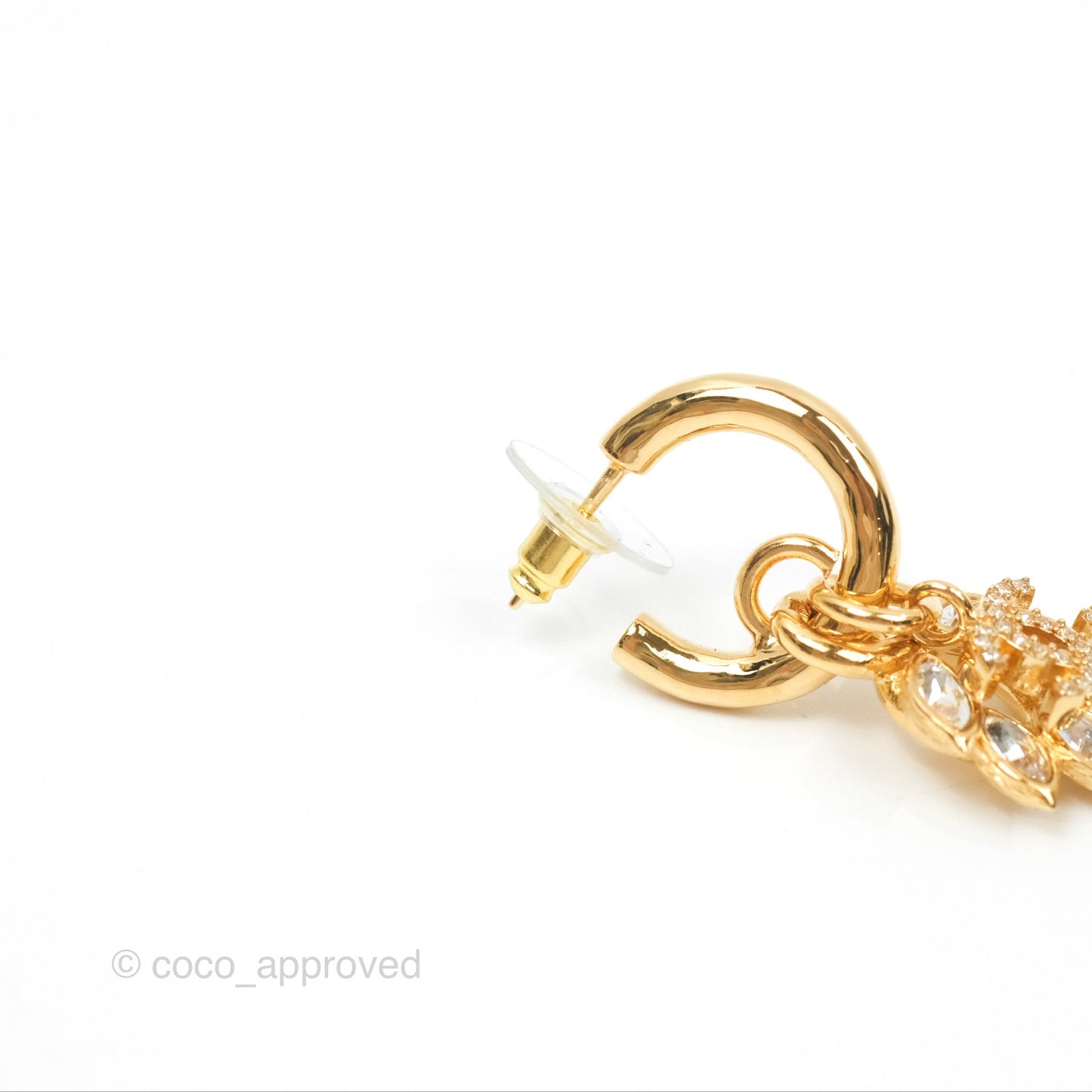 Chanel Leafy CC Drop Earrings Gold Tone 22K