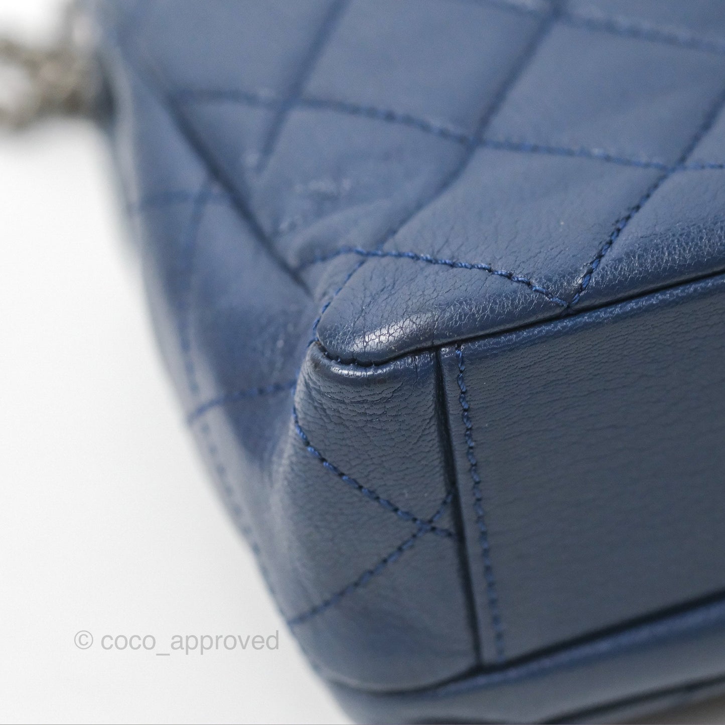 Chanel Quilted Small Double Carry Waist Chain Flap Dark Blue Shiny Goatskin