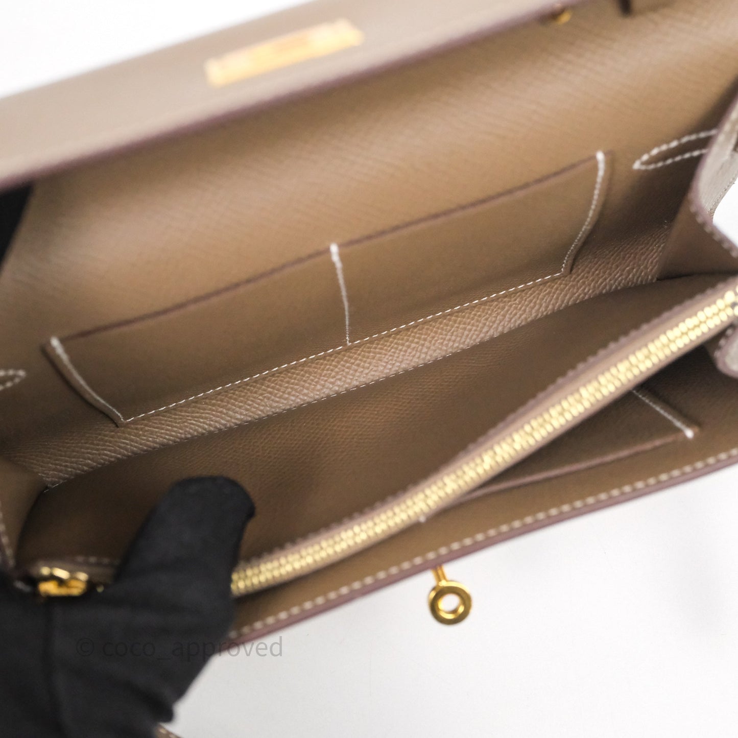 Hermès Kelly To Go Wallet Etoupe 18 Epsom Gold Hardware