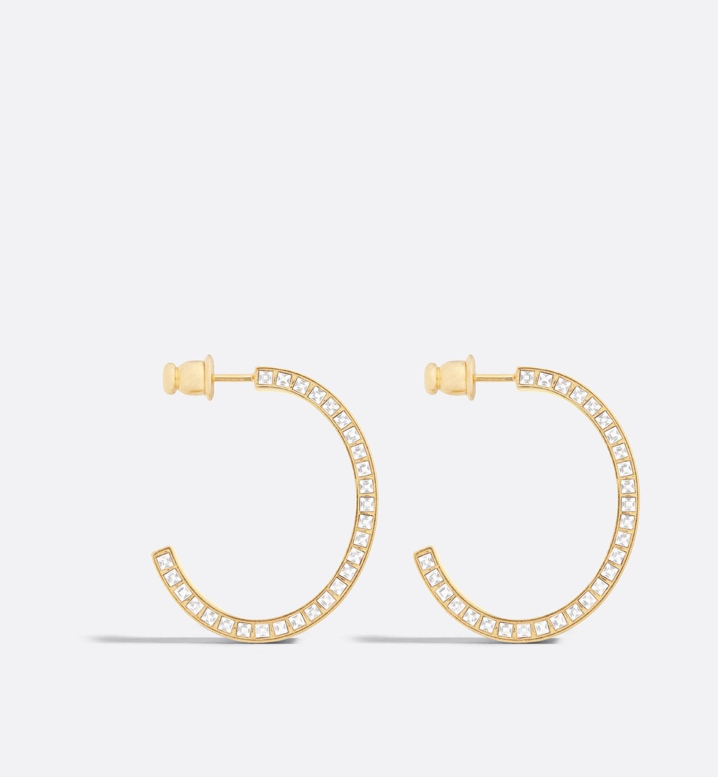 Large Luxury Dior Night Code Hoop Earrings Gold Finish Metal, White Crystals And Black Lacquer