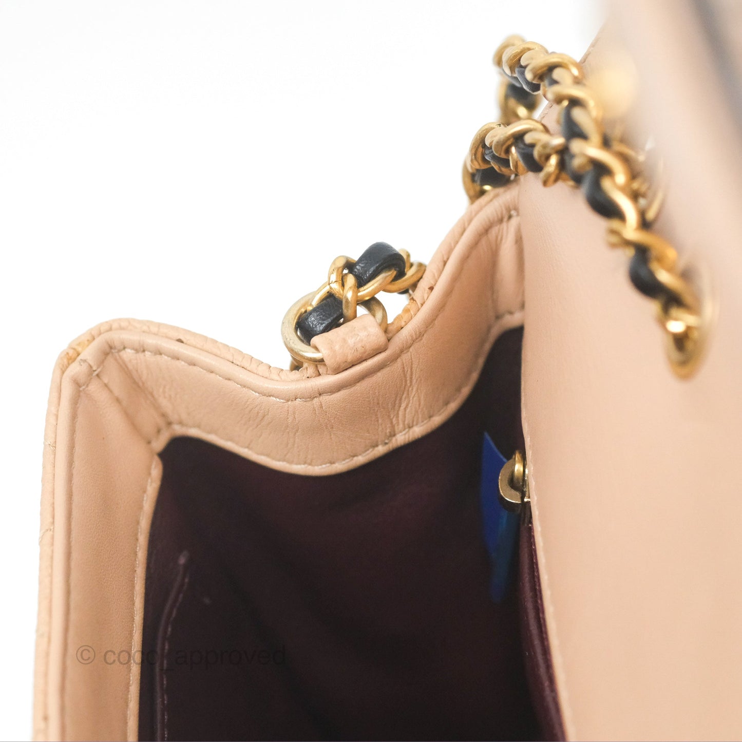 Chanel Small CC Filigree Flap Quilted Beige Black Caviar