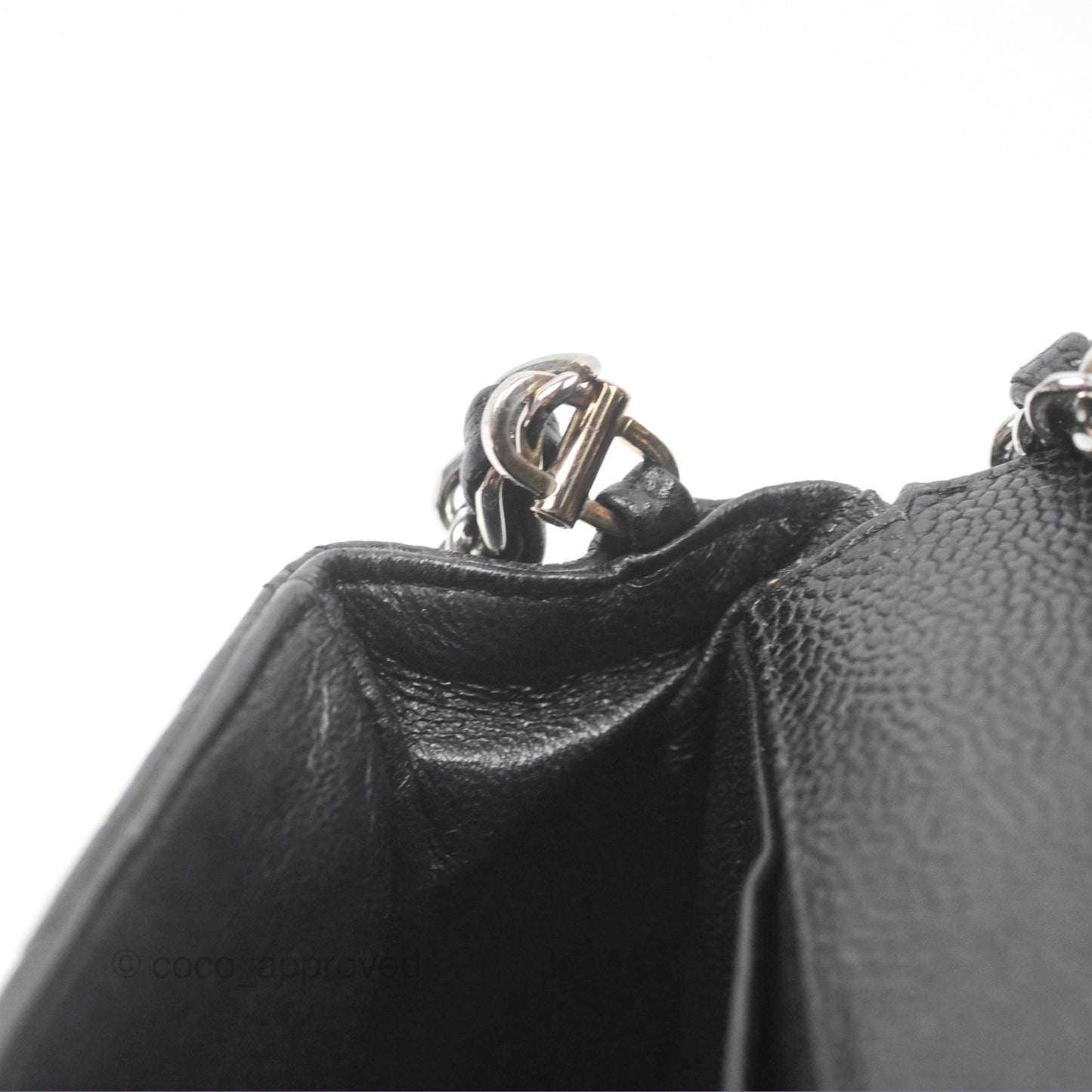 Chanel East West Flap Bag Black Caviar Silver Hardware