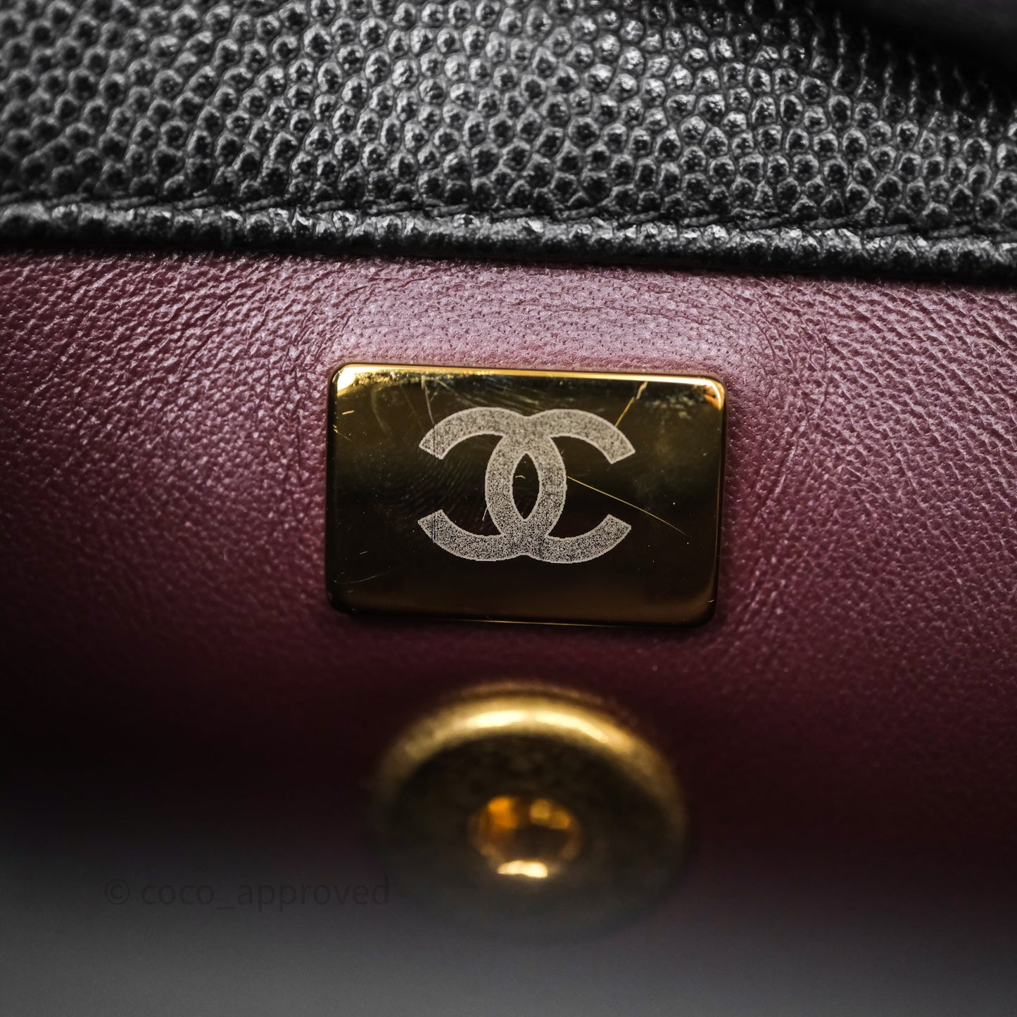 Chanel Small Coco Handle Black Caviar Aged Gold Hardware Braided Handle