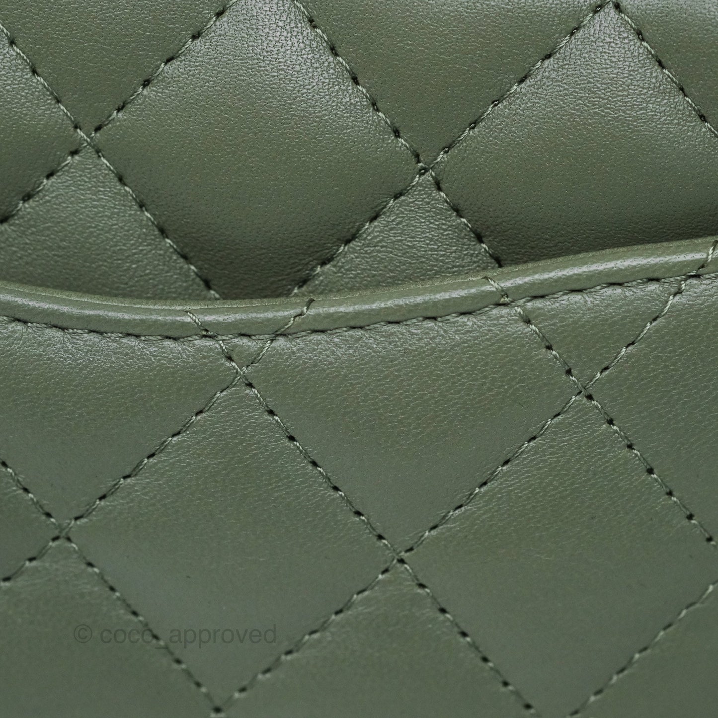 Chanel Mini Square Flap Quilted Olive Green Lambskin Gold Hardware