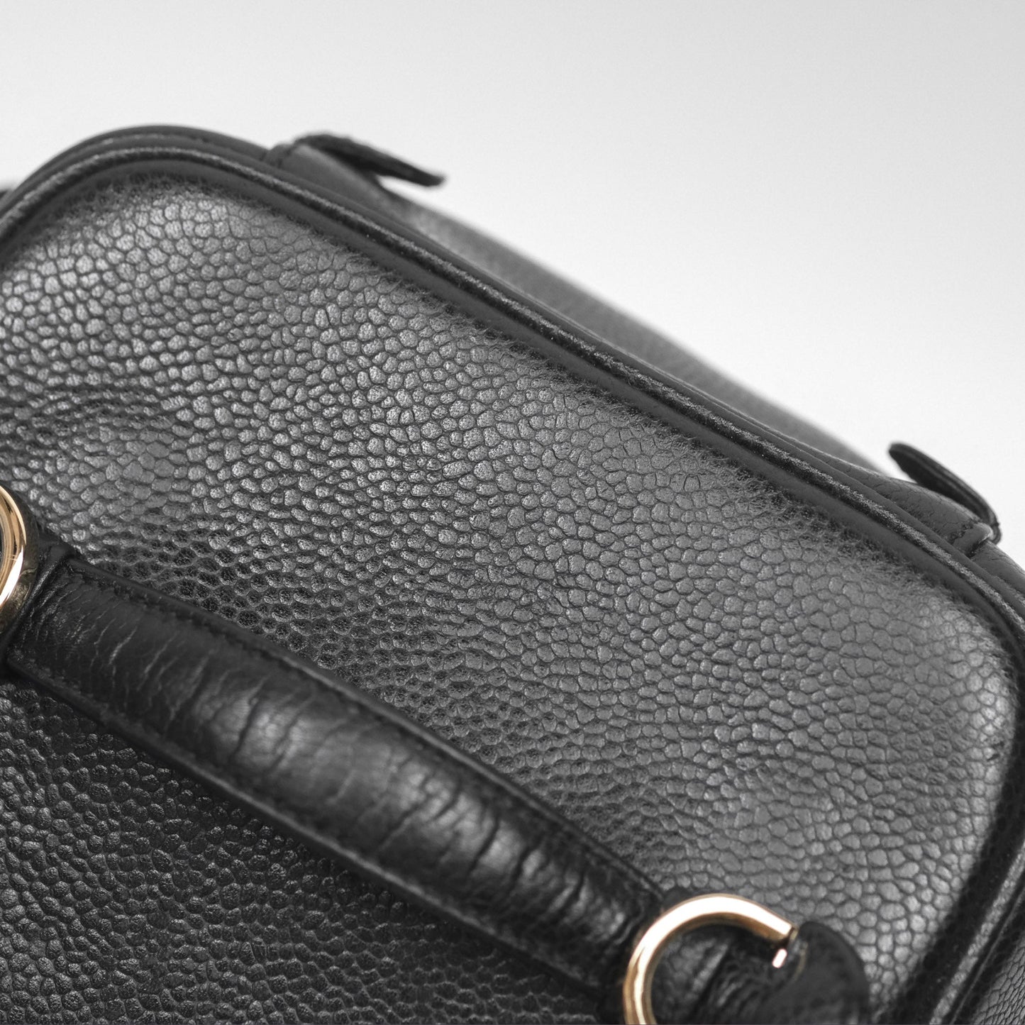 Chanel Vintage Vanity Case Black Caviar Gold Hardware