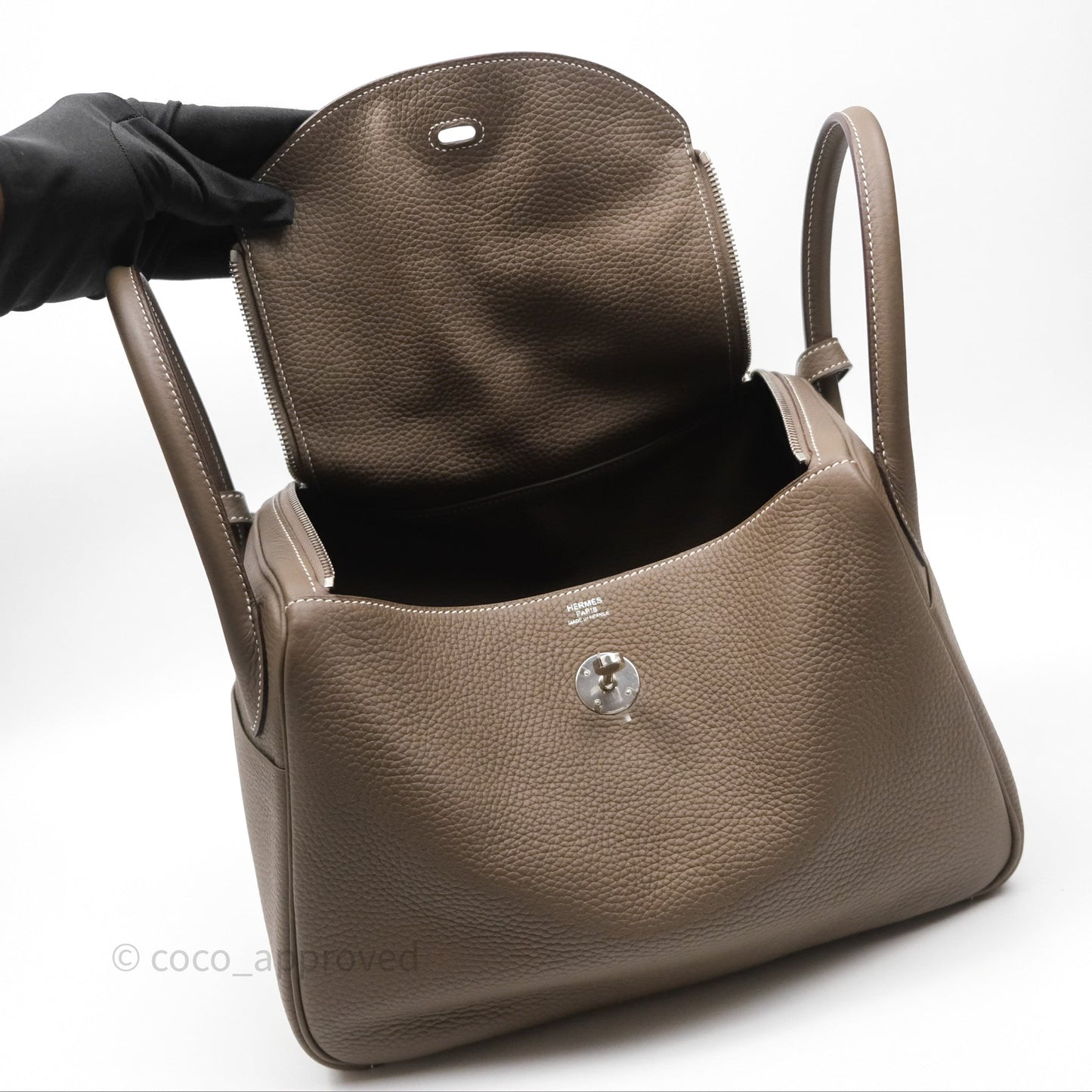 Hermès Lindy 30 Etoupe 18 Clemence Palladium Hardware