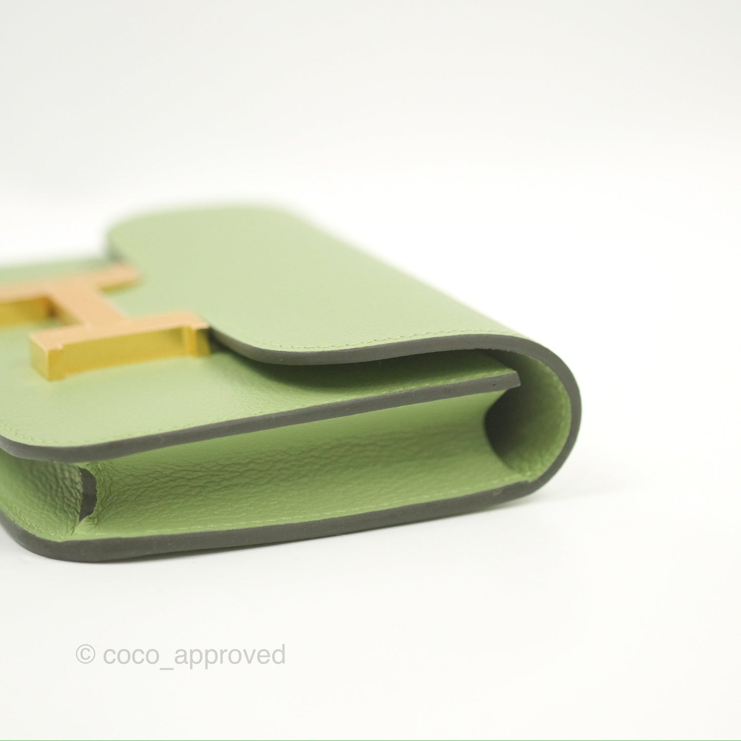Hermès Constance Slim Wallet Vert Criquet Evercolour Gold Hardware