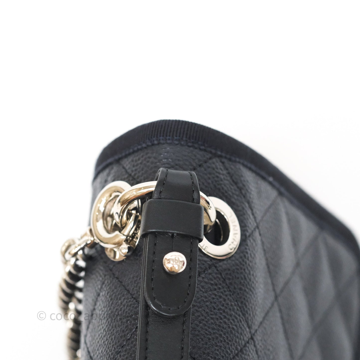Chanel Top Handle Flap Bag Dark Navy Caviar Silver Hardware