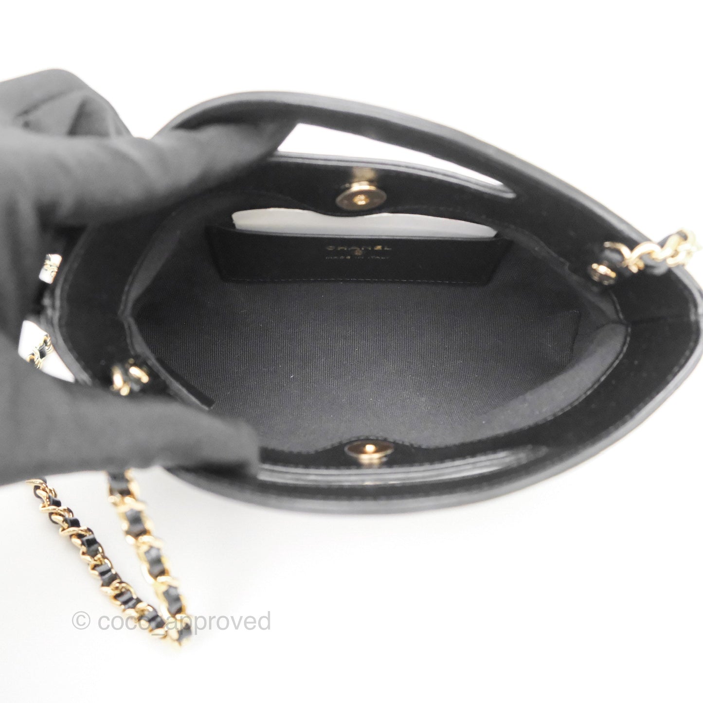 Chanel Nano 31 Black Shiny Calfskin Gold Hardware