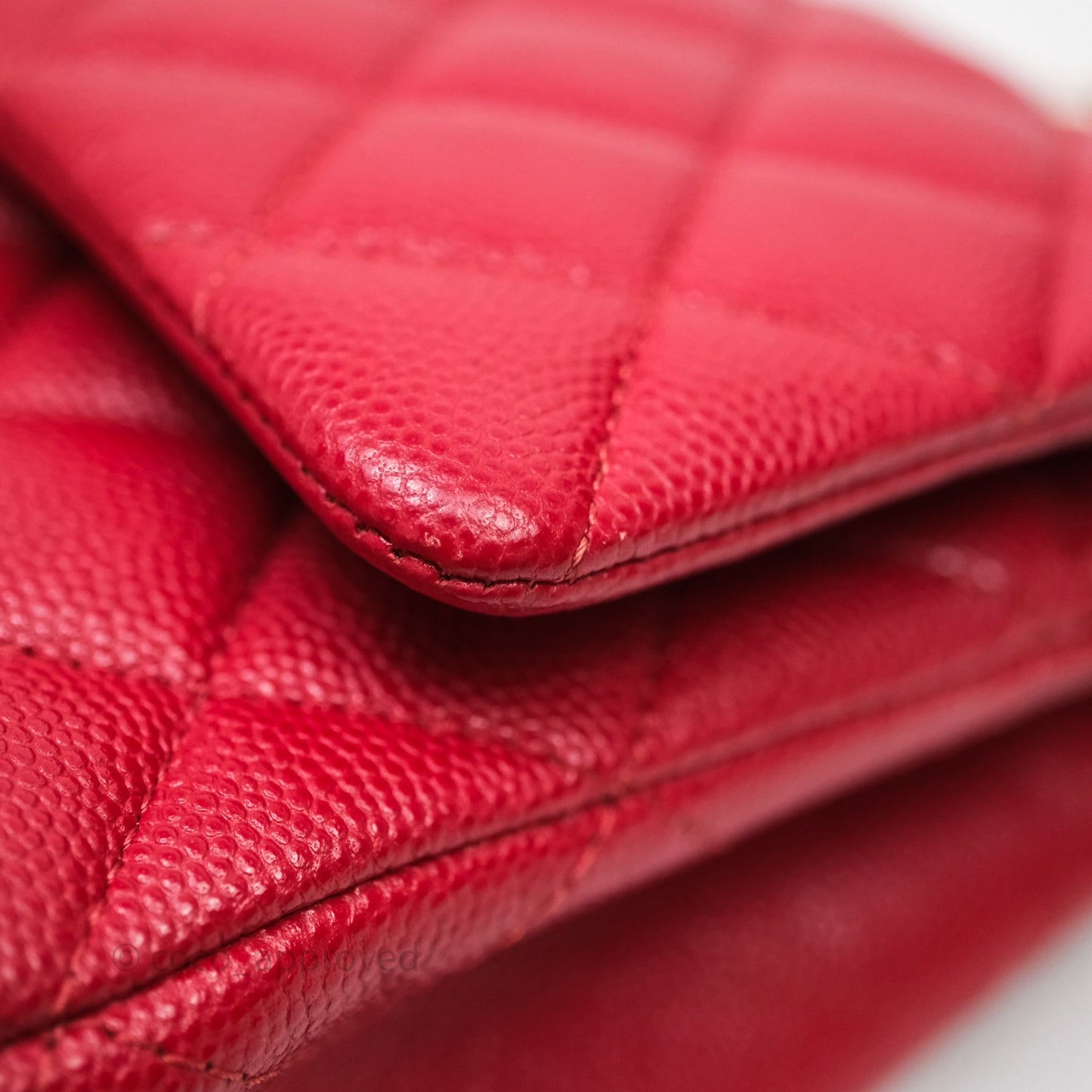 Chanel Classic M/L Medium Flap Quilted Red Caviar Gold Hardware