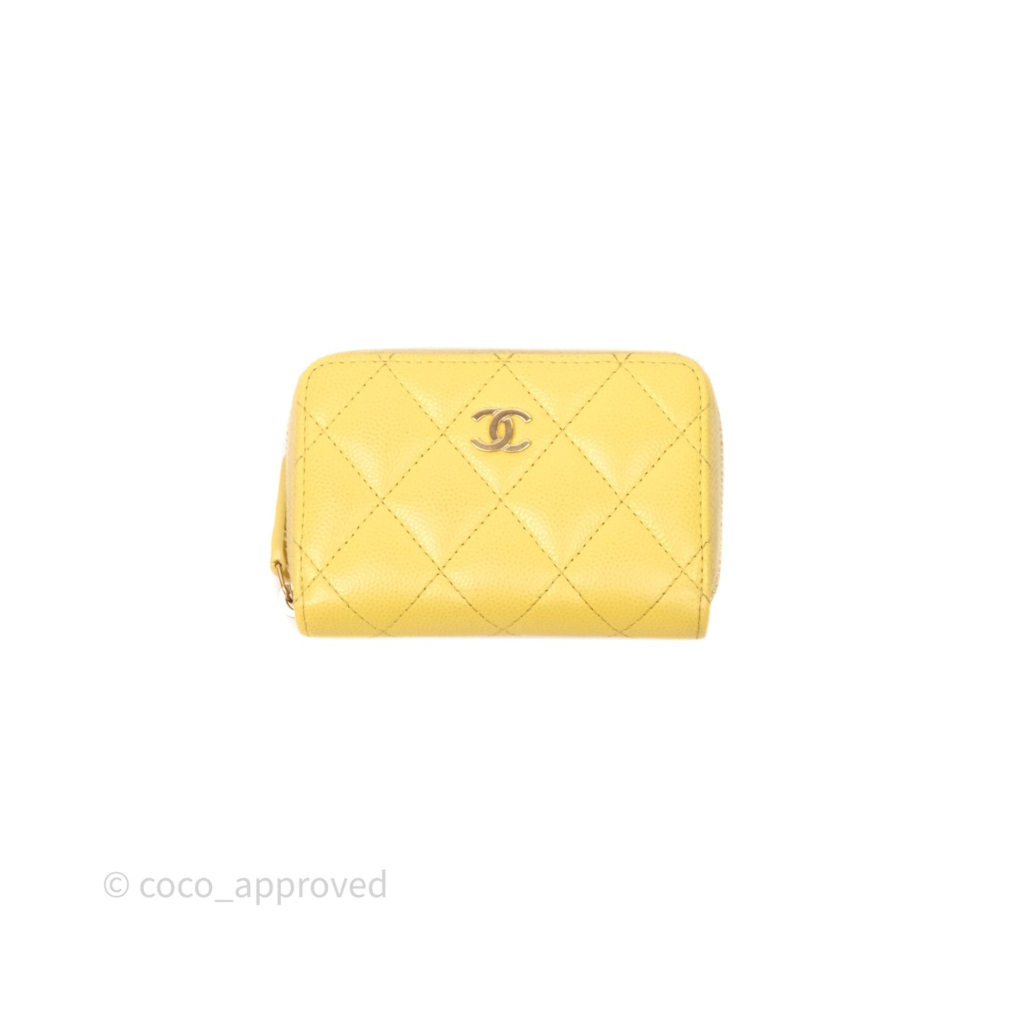 Chanel Quilted Zip Card Holder Caviar Yellow Gold Hardware