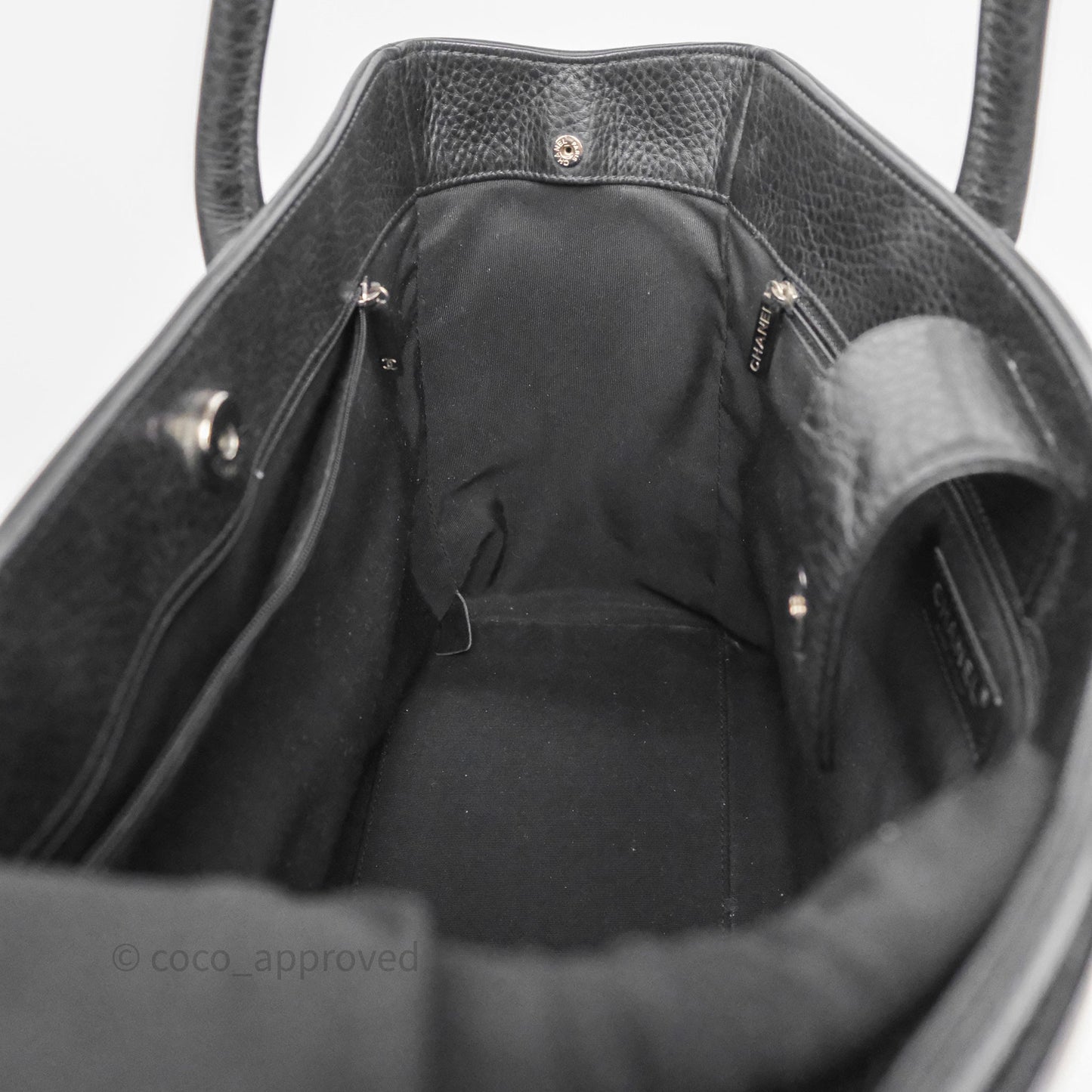 Chanel Executive Tote Bag Black Grained Calfskin Silver Hardware