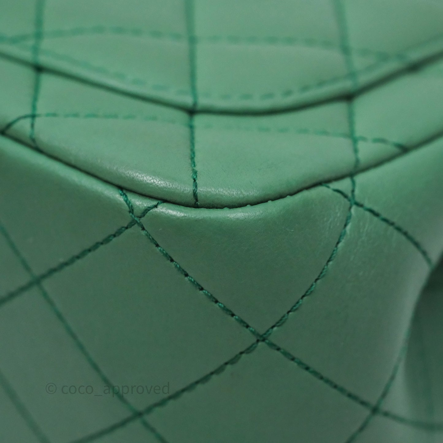 Chanel Pearl Crush Mini Square Quilted Green Lambskin Aged Gold Hardware