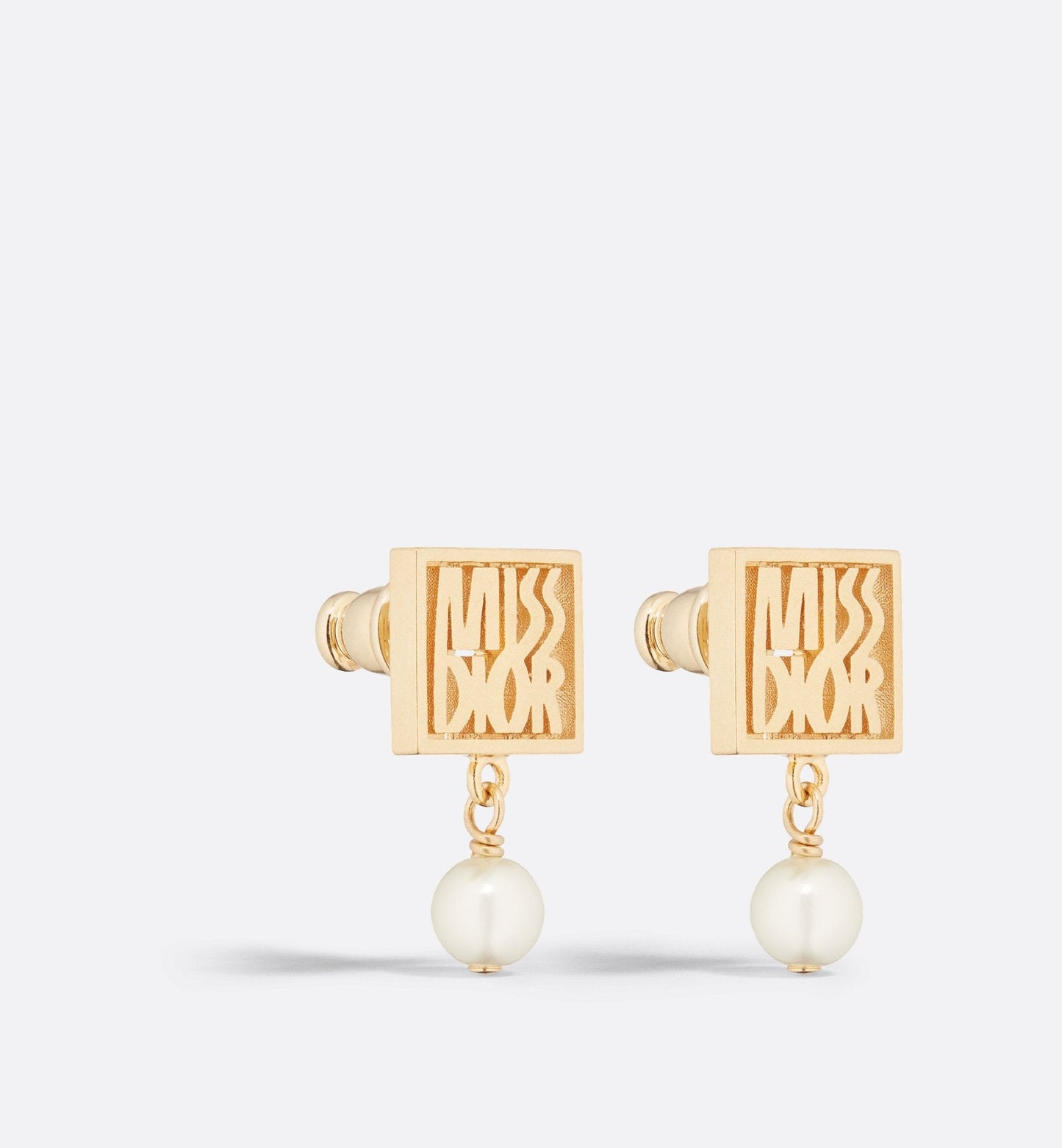 Miss Luxury Dior Earrings Gold Finish Metal And White Resin Pearls