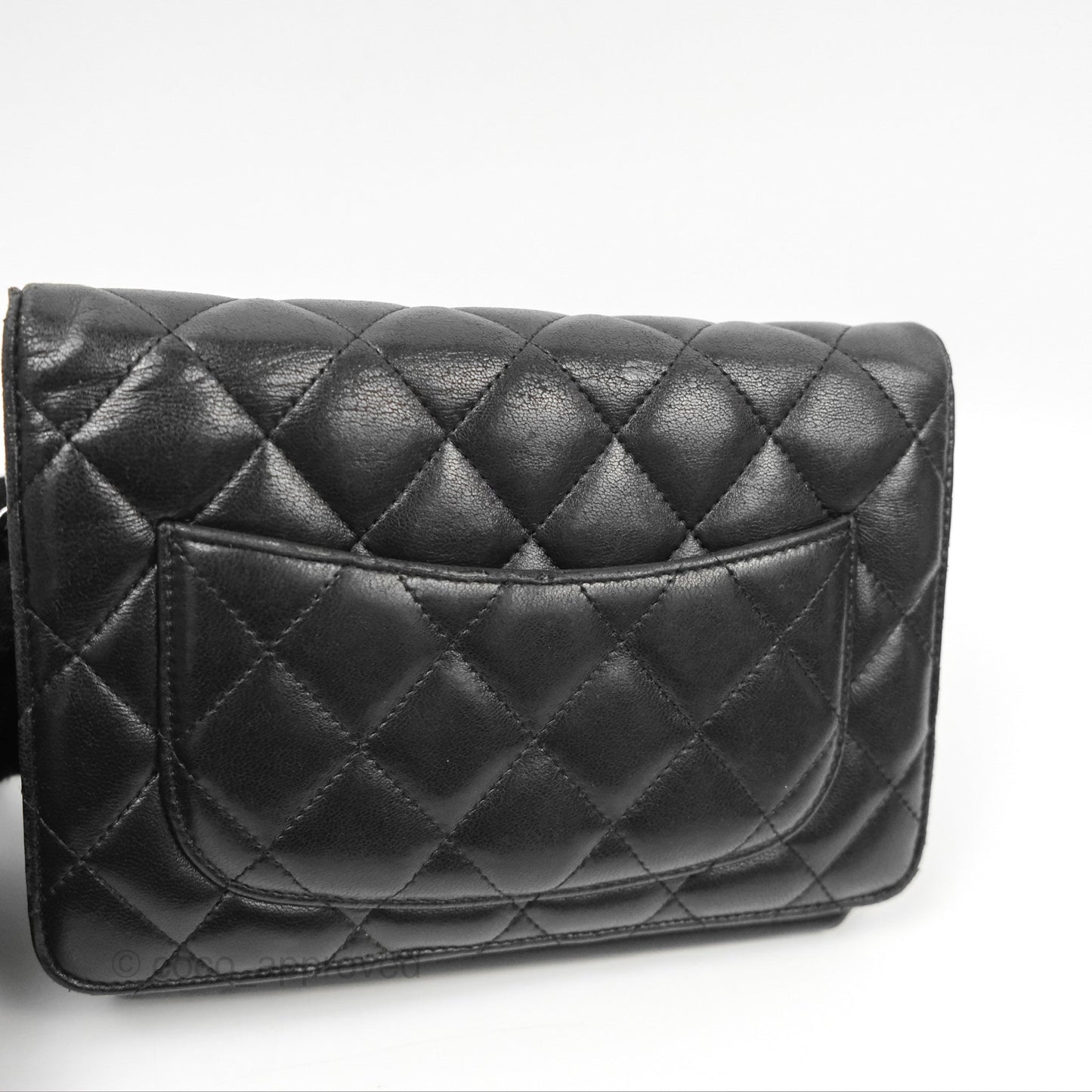 Chanel Quilted Classic Wallet On Chain WOC Black Lambskin Silver Hardware