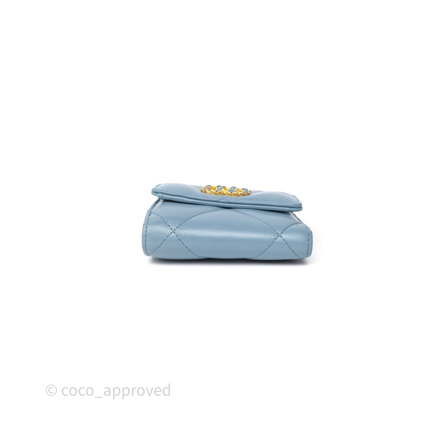 Chanel 19 Short Flap Wallet Cloud Blue Lambskin