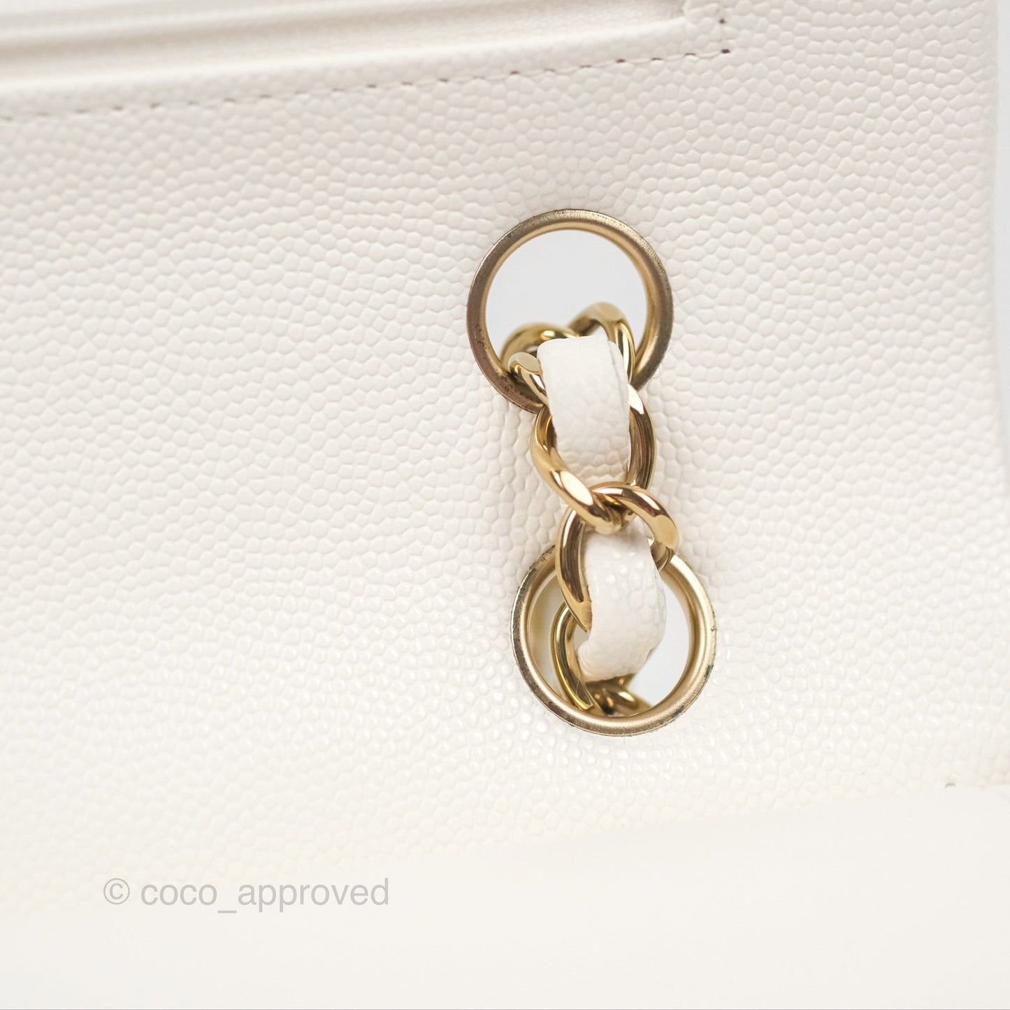 Chanel Classic M/L Medium Flap Quilted White Caviar Gold Hardware
