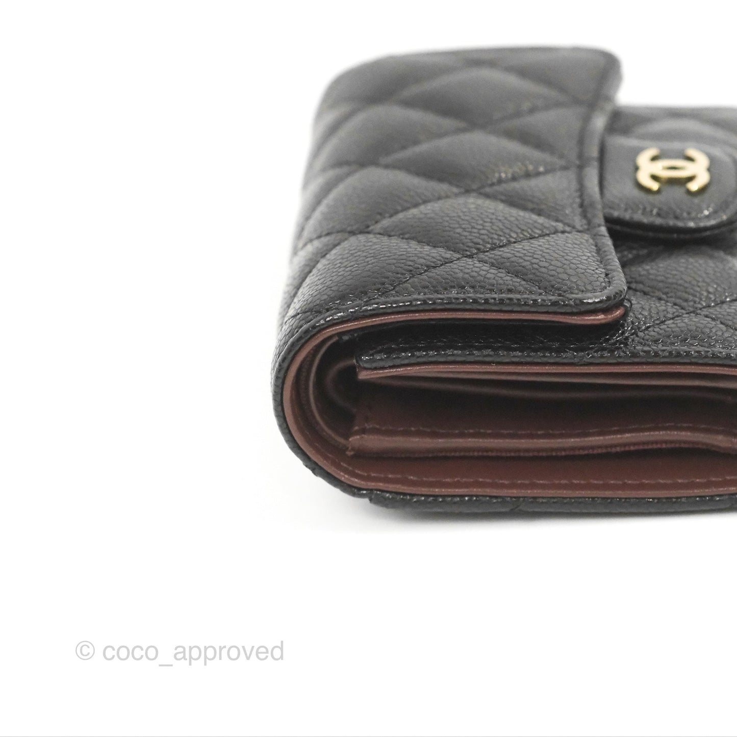 Chanel Classic Short Flap Wallet Black Caviar Gold Hardware