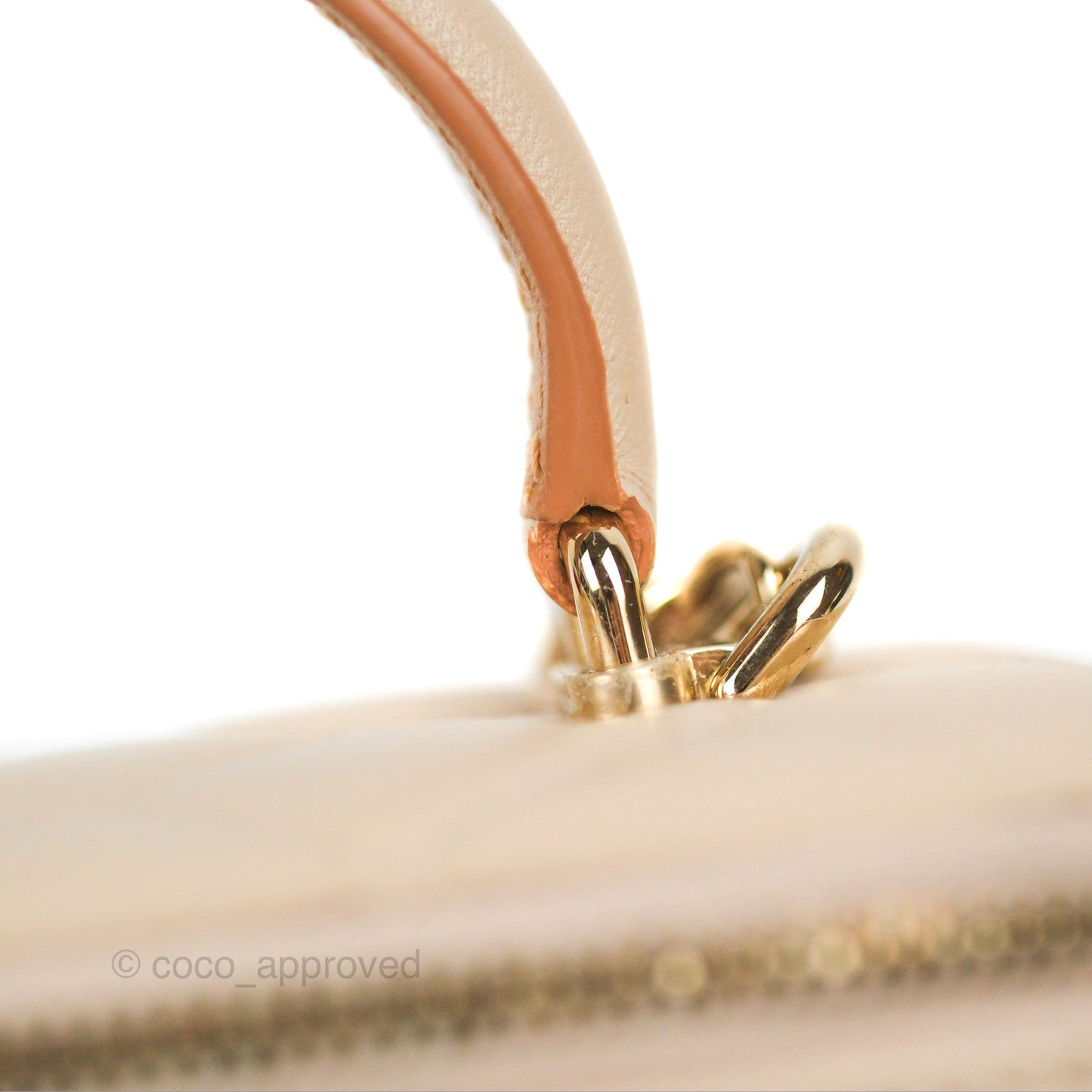 Chanel Vanity Rectangular Top Handle Ecru/Beige Lambskin Gold Hardware 23P