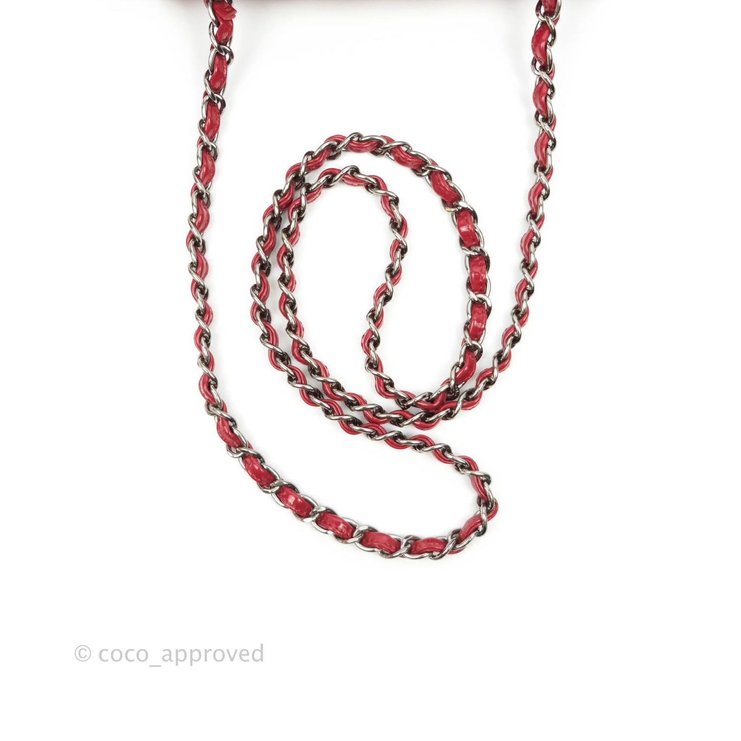 Chanel Quilted Mini Rectangular Flap Red Patent Gun Metal