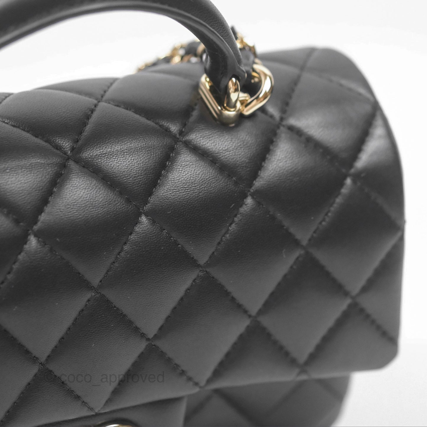 Chanel Top Handle Mini Rectangular Flap Bag Black Lambskin Gold Hardware