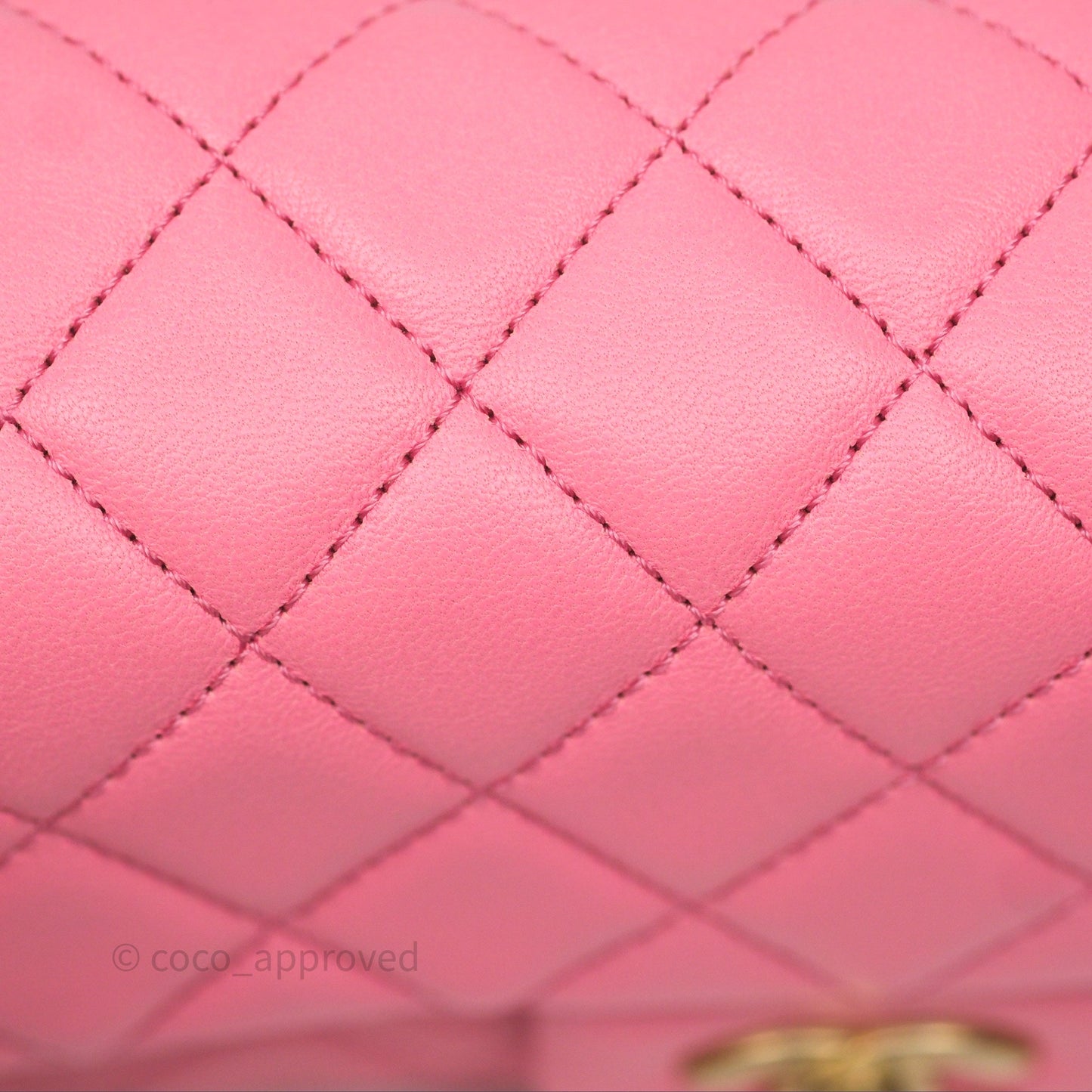 Chanel Mini Rectangular Pearl Crush Quilted Pink Lambskin Aged Gold Hardware