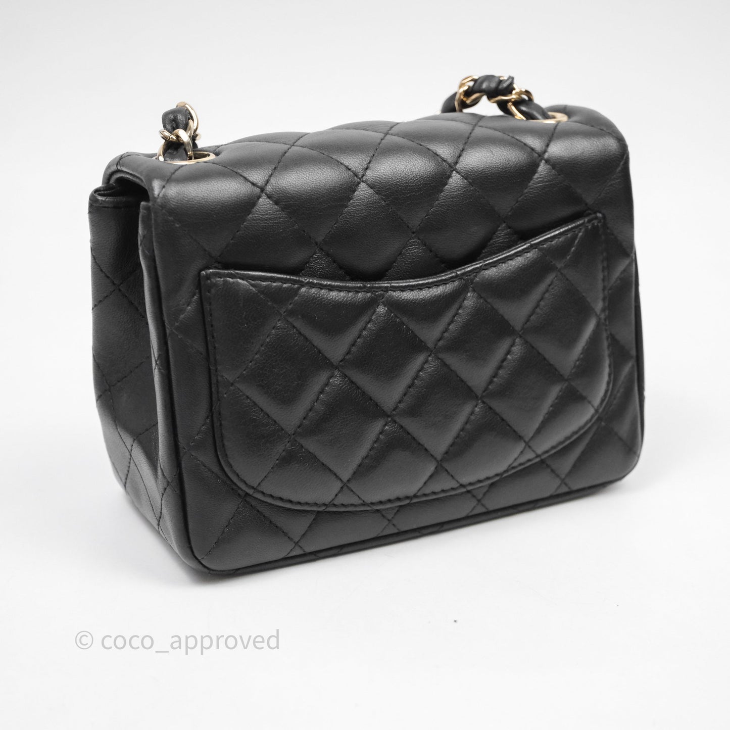 Chanel Mini Square Quilted Black Lambskin Gold Hardware