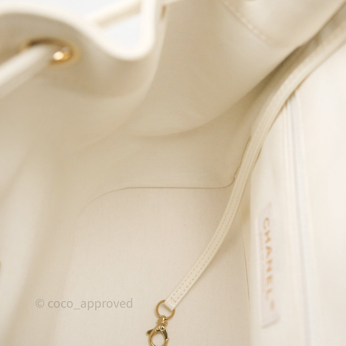 Chanel Quilted Business Affinity Backpack Ivory White Caviar Gold Hardware