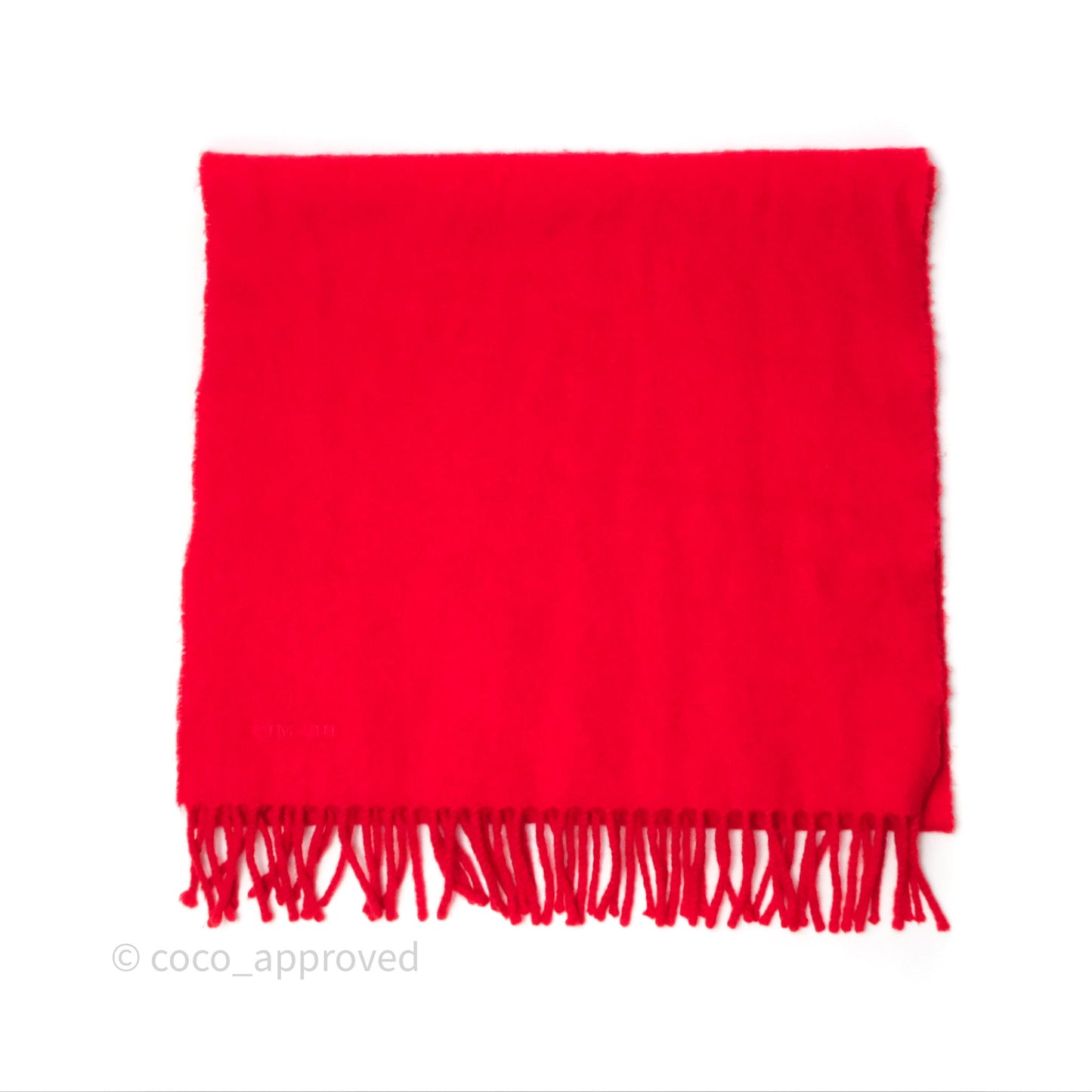 Hermès Cashmere Fringe Muffler Scarf Red