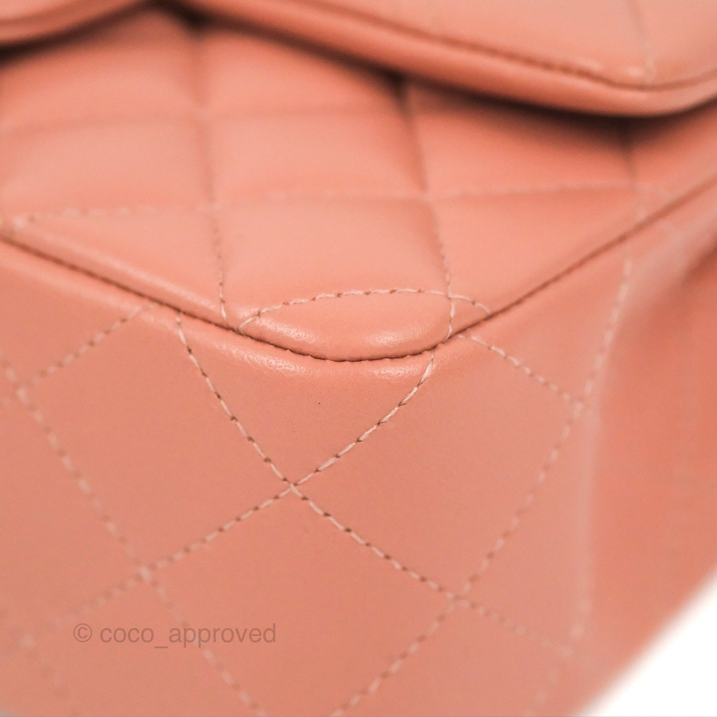 Chanel Quilted Mini Rectangular Flap Salmon Pink Lambskin Silver Hardware 21B