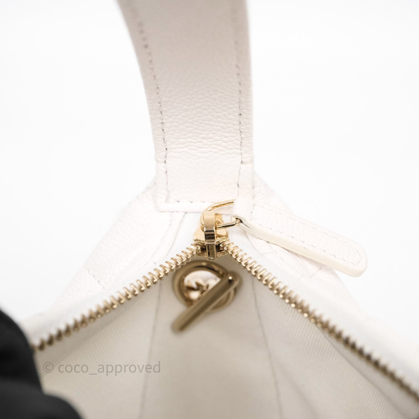 Chanel Quilted Hobo With Chain White Caviar Gold Hardware