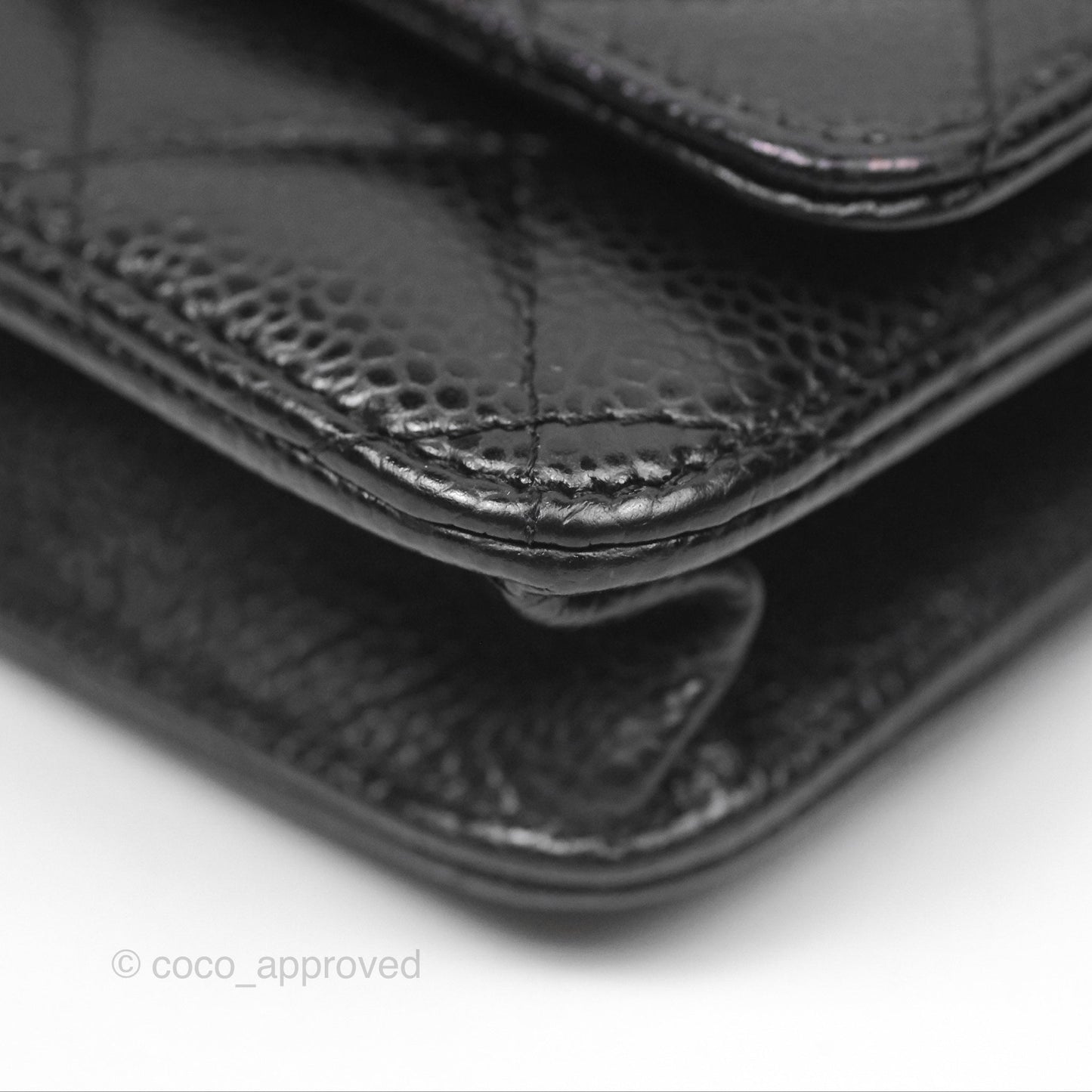 Chanel Classic Wallet On Chain WOC Quilted Black Caviar Gold Hardware