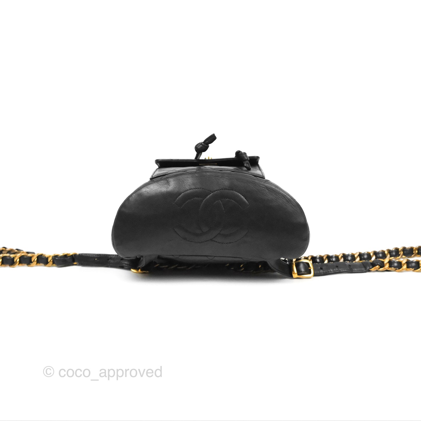 Chanel Vintage CC Duma Backpack Black Lambskin 24K Gold Hardware