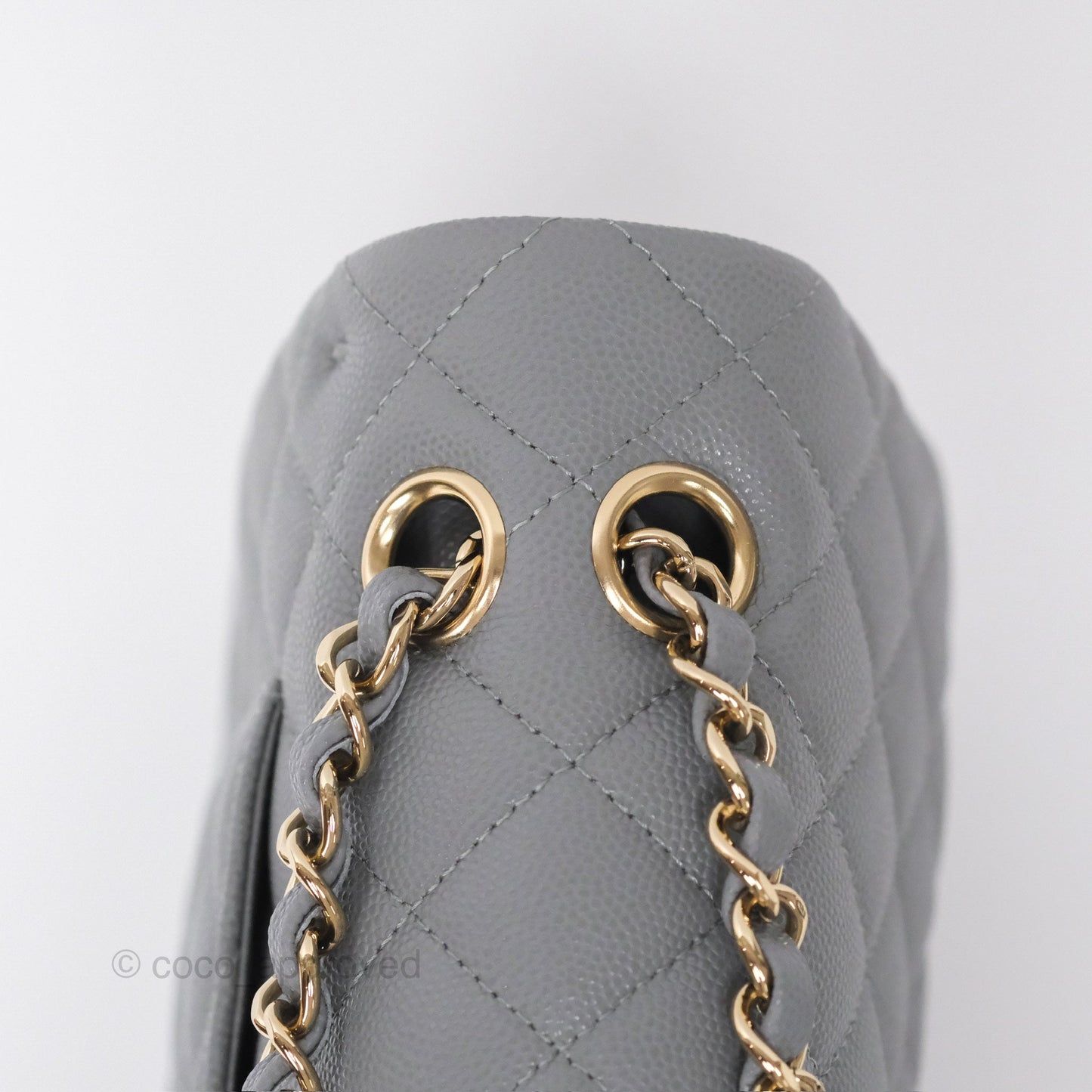 Chanel Classic M/L Medium Flap Quilted Grey Caviar Gold Hardware