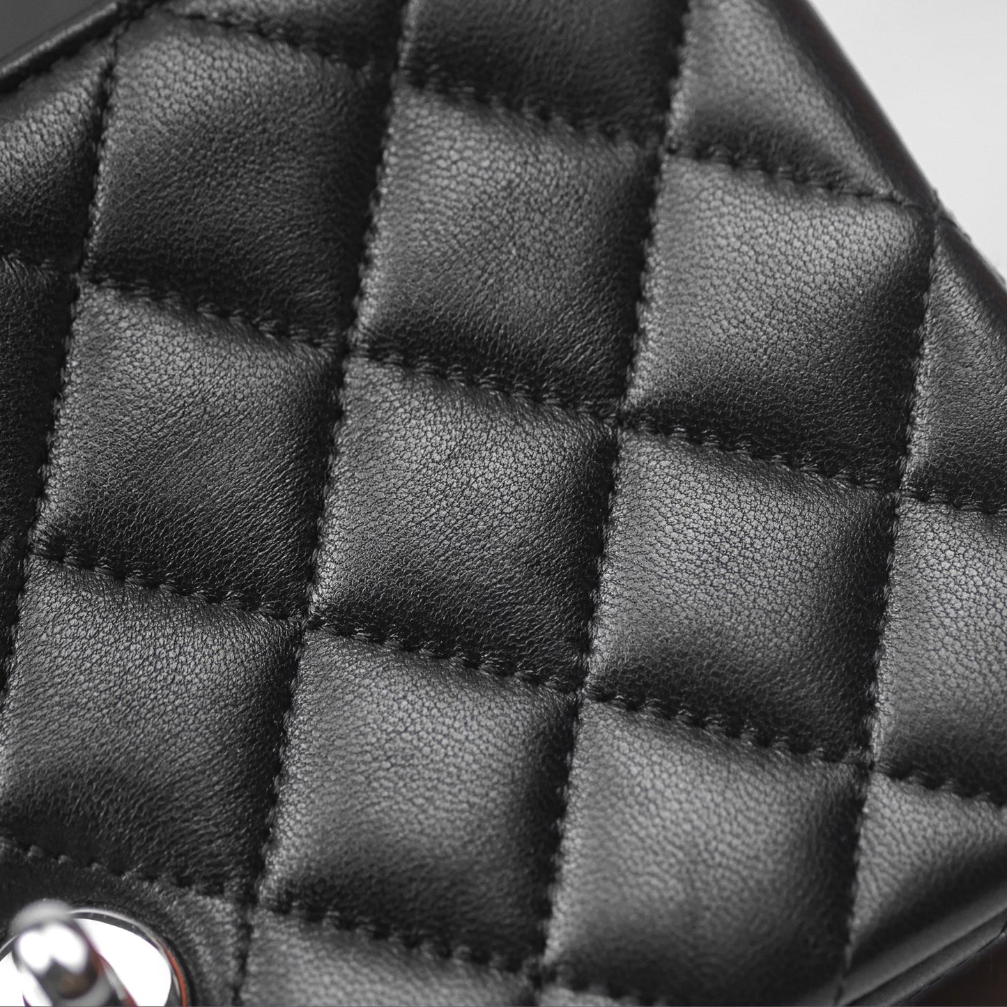 Chanel Quilted Mini Rectangular Flap Black Lambskin Silver Hardware