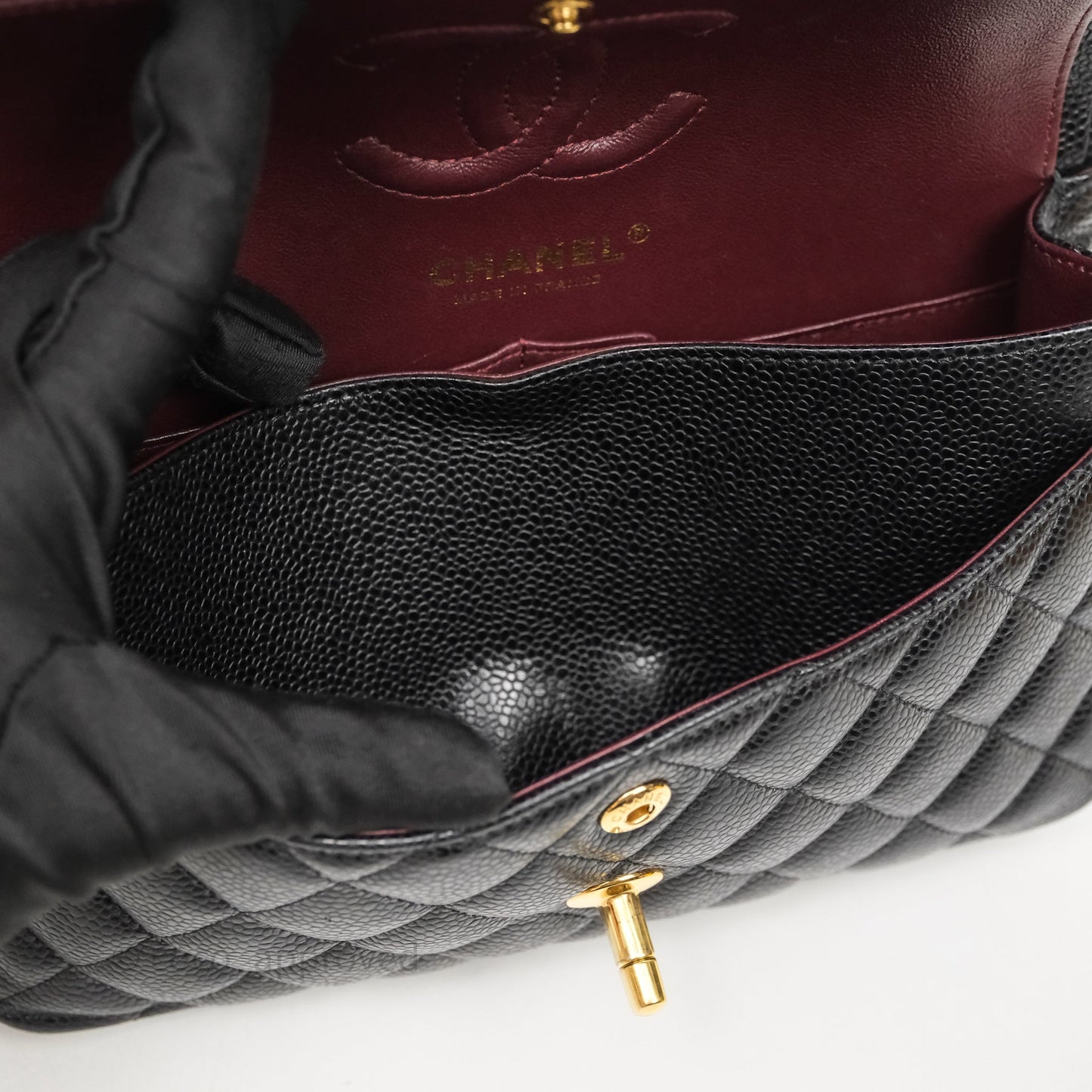 Chanel Small Classic Flap Quilted Black Caviar Gold Hardware