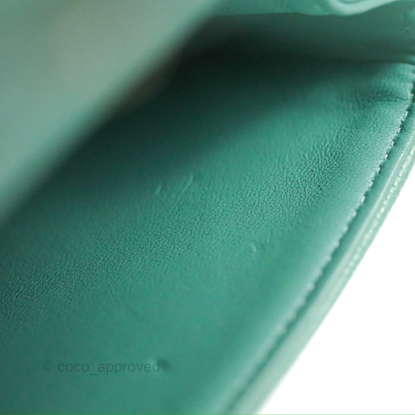 Chanel Small Classic Quilted Flap Tiffany Green Caviar Gold Hardware