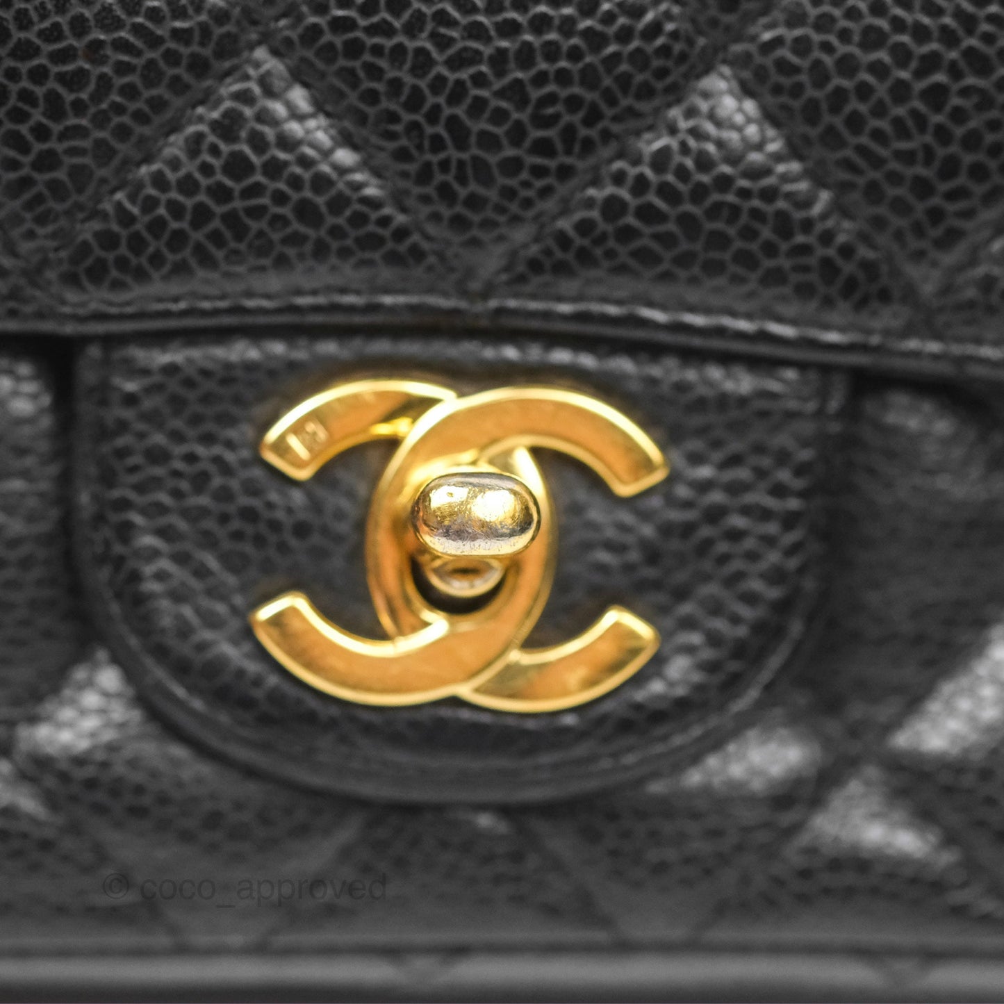 Chanel Vintage Mini Square Quilted Black Caviar Gold Hardware