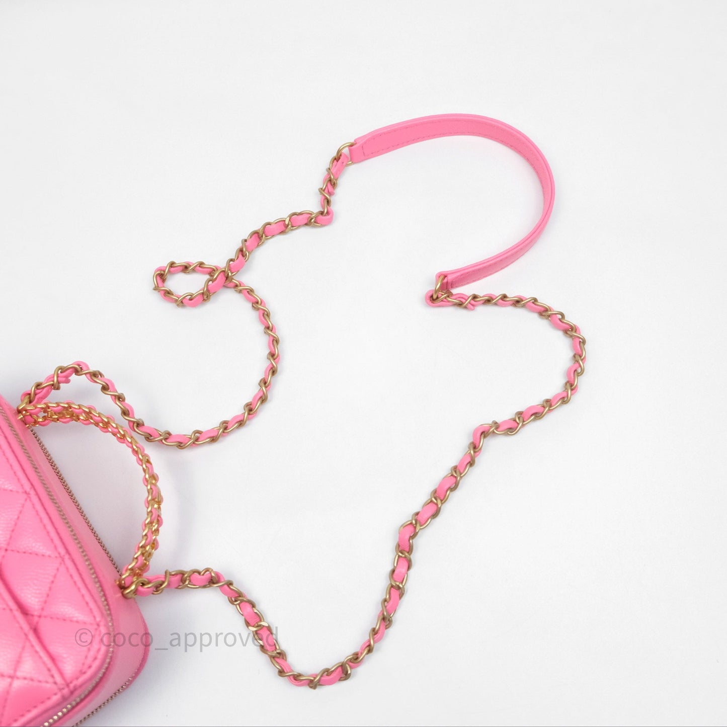 Chanel Quilted Pick Me Up Small Vanity Case Hot Pink Caviar Aged Gold Hardware